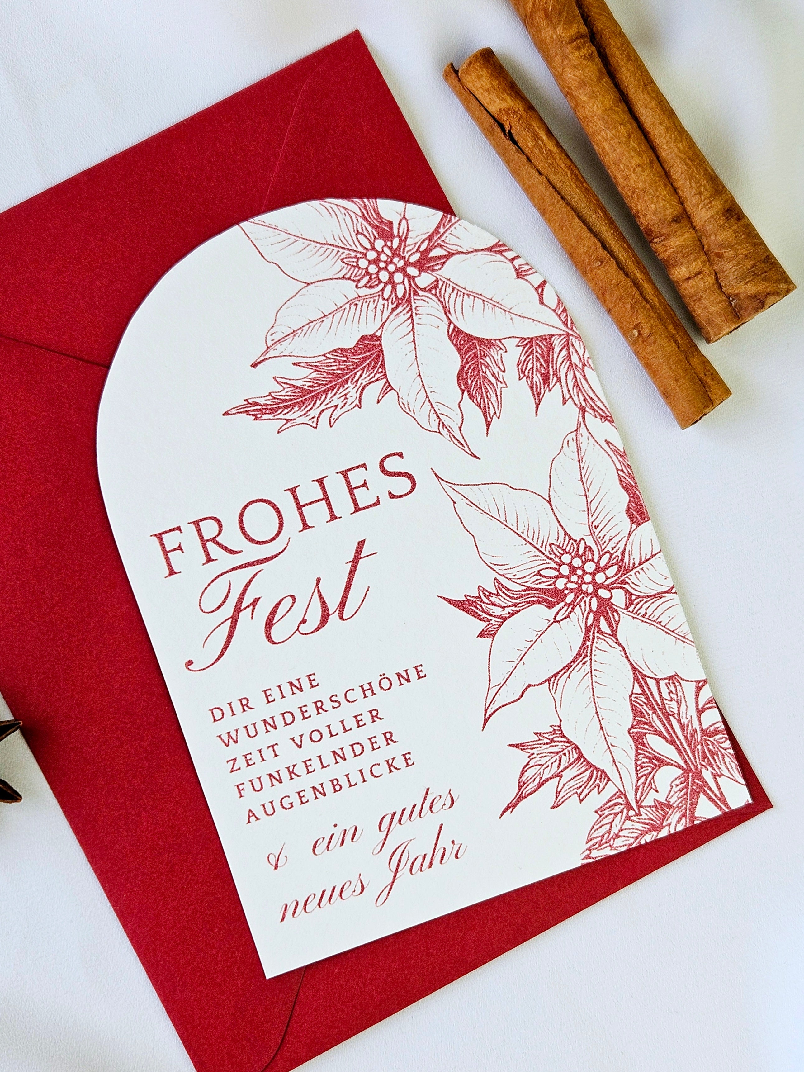 Elegante Weihnachtskarte Weihnachtssterne Bogen