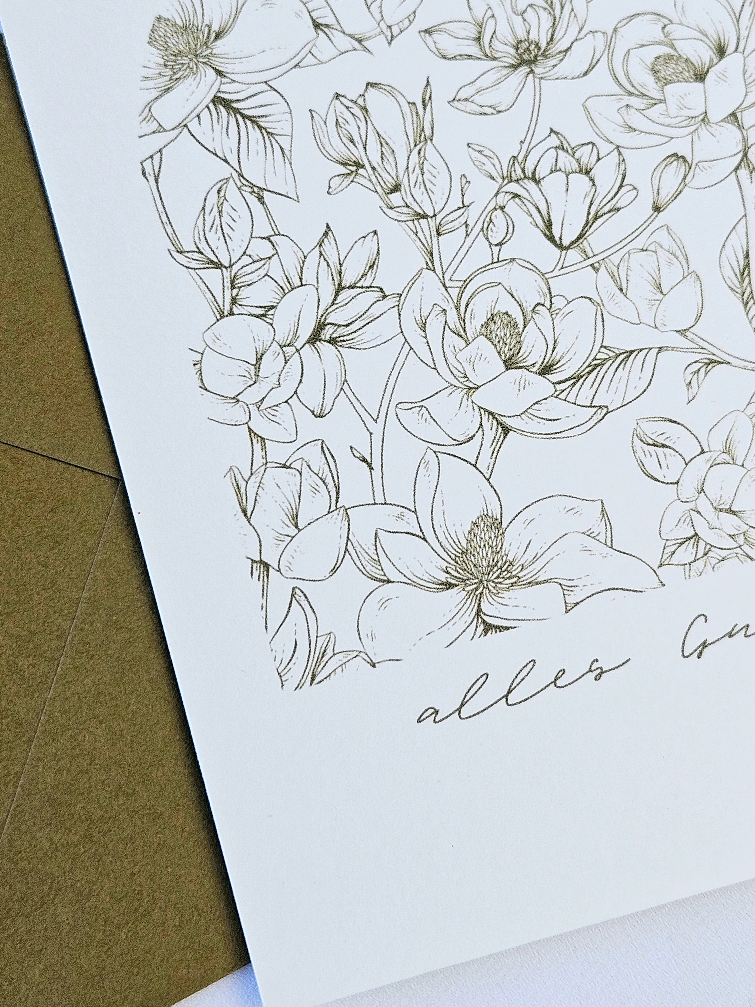 Geburtstagskarte Magnolien Bogen