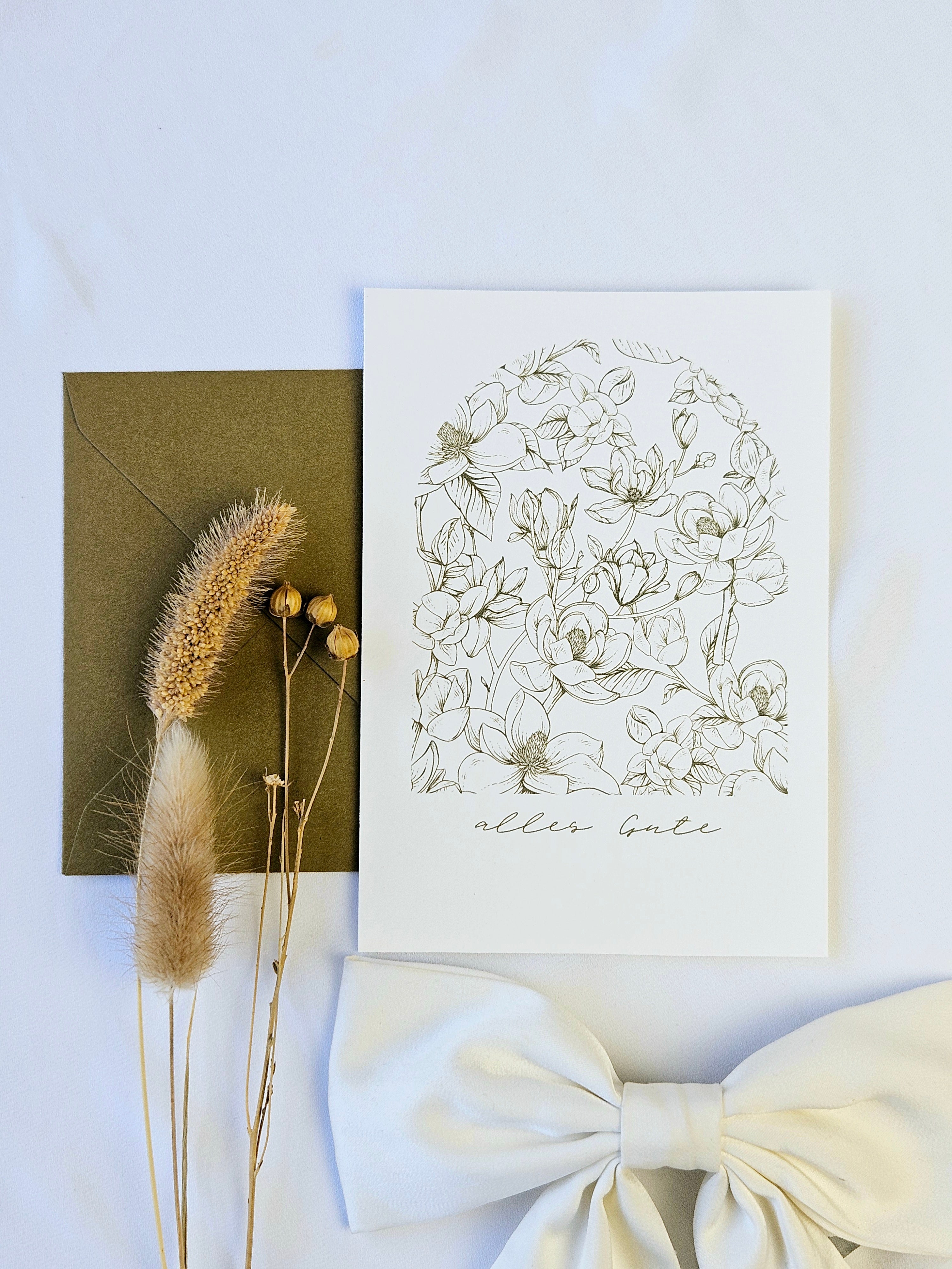 Geburtstagskarte Magnolien Bogen