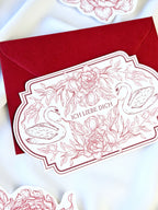Romantische Vintage Karte Rosen & Schwäne