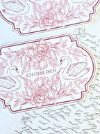 Romantische Vintage Karte Rosen & Schwäne