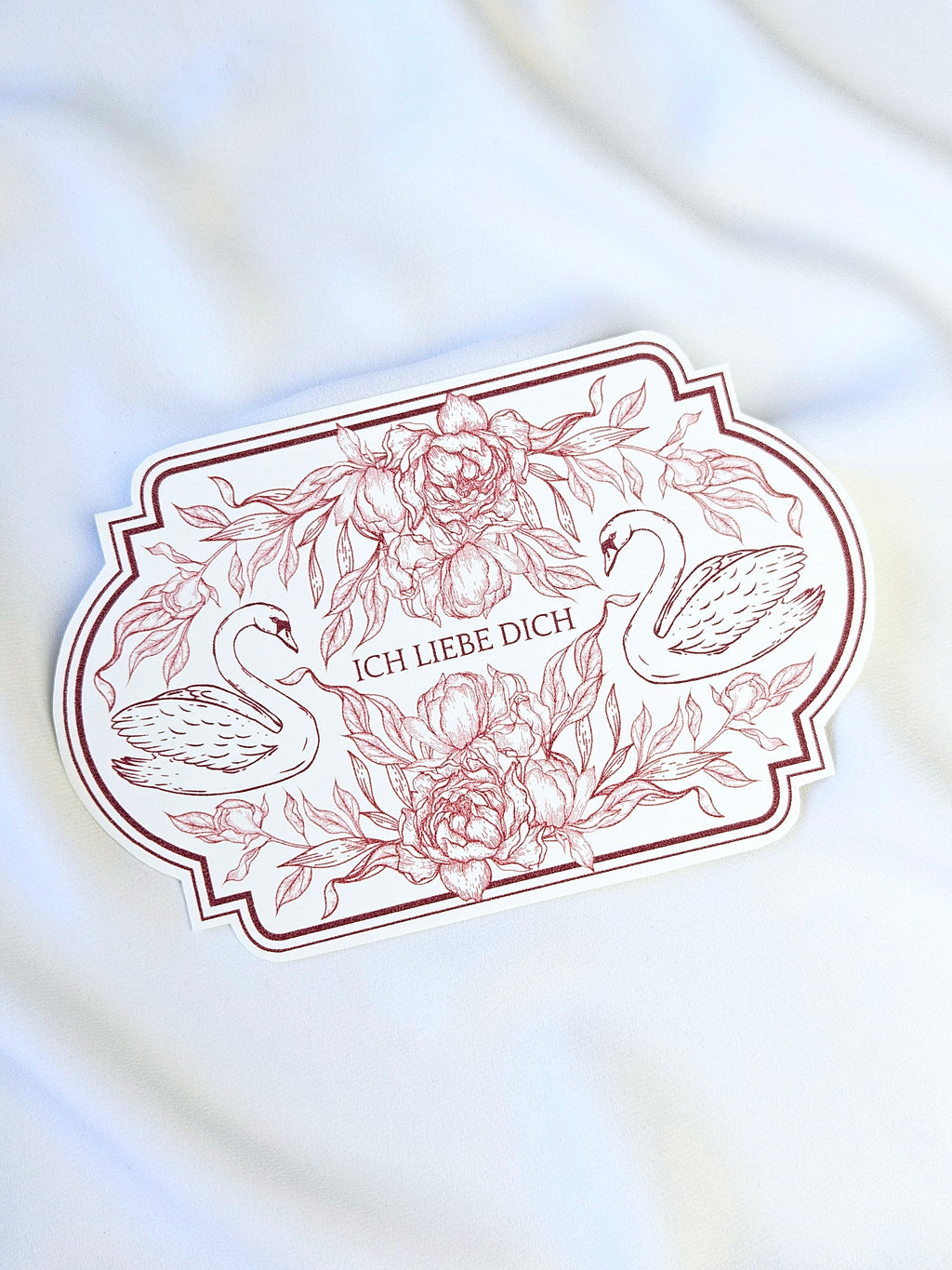 Romantische Vintage Karte Rosen & Schwäne