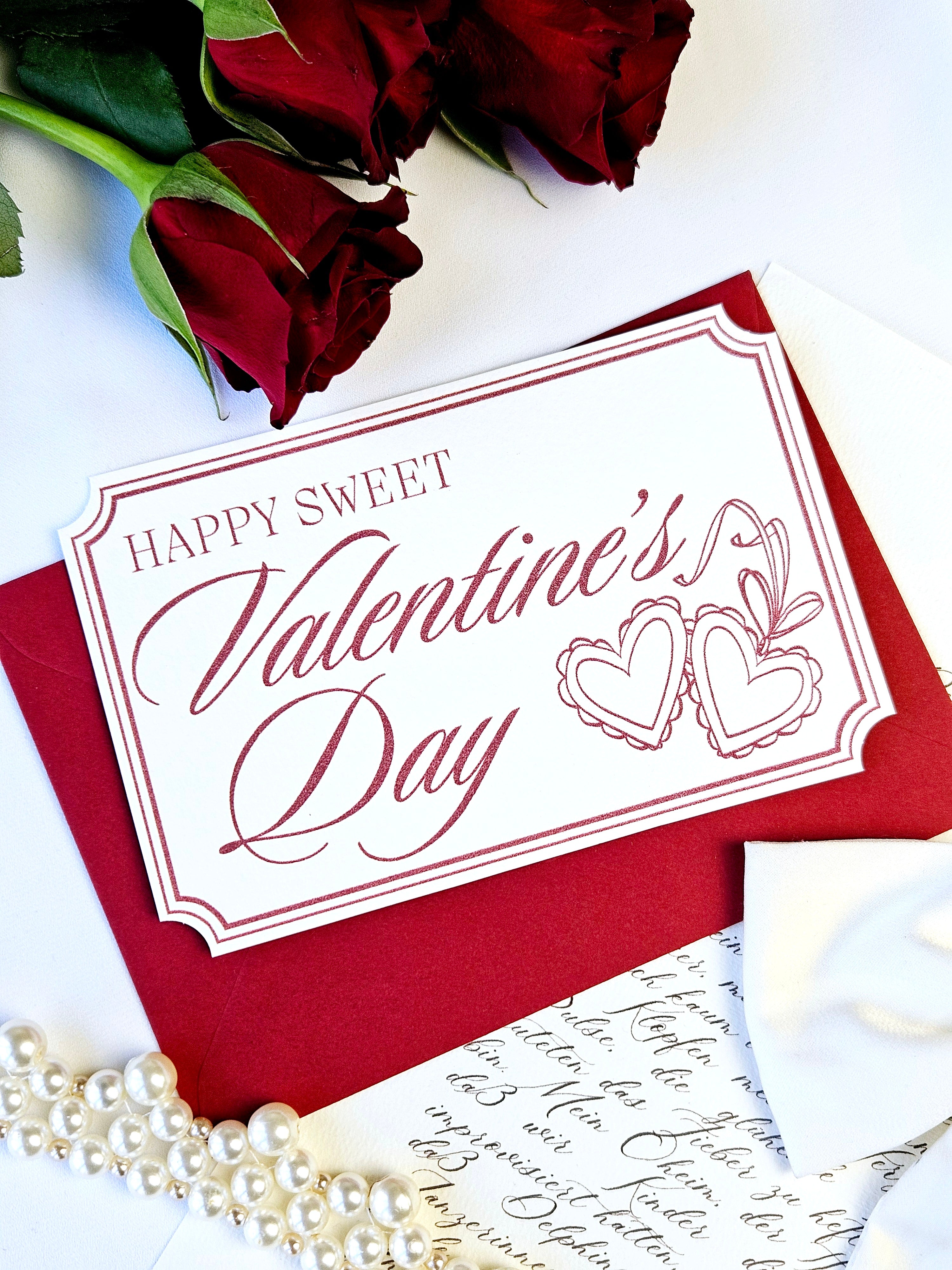 Elegante Valentinskarte Herzamulett