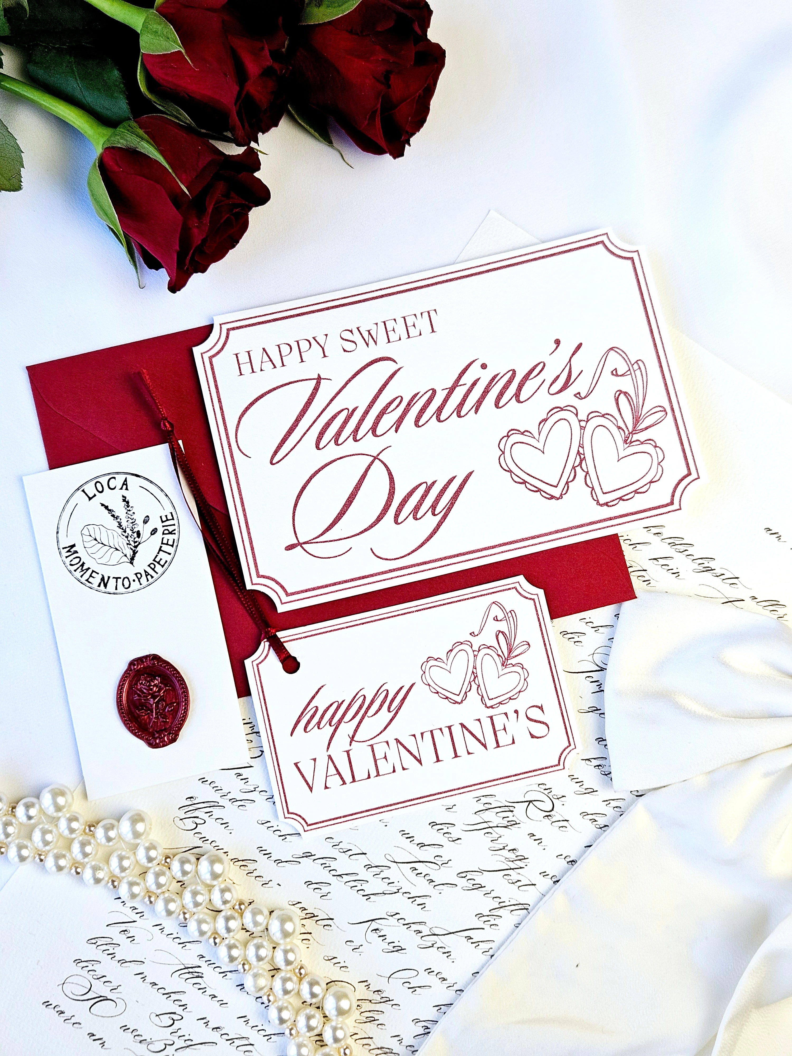 Elegante Valentinskarte Herzamulett