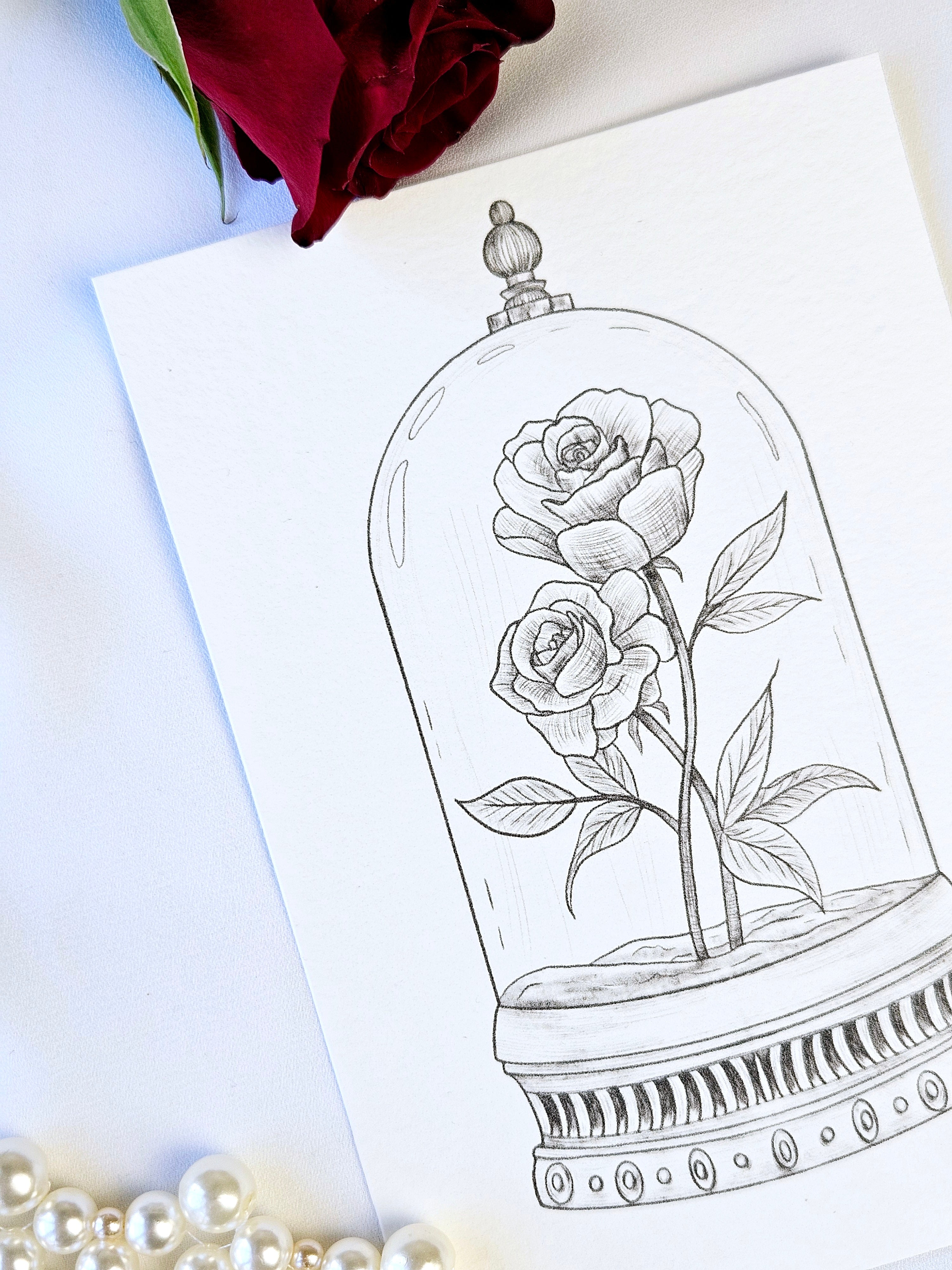 Handgezeichnete Rosenkarte