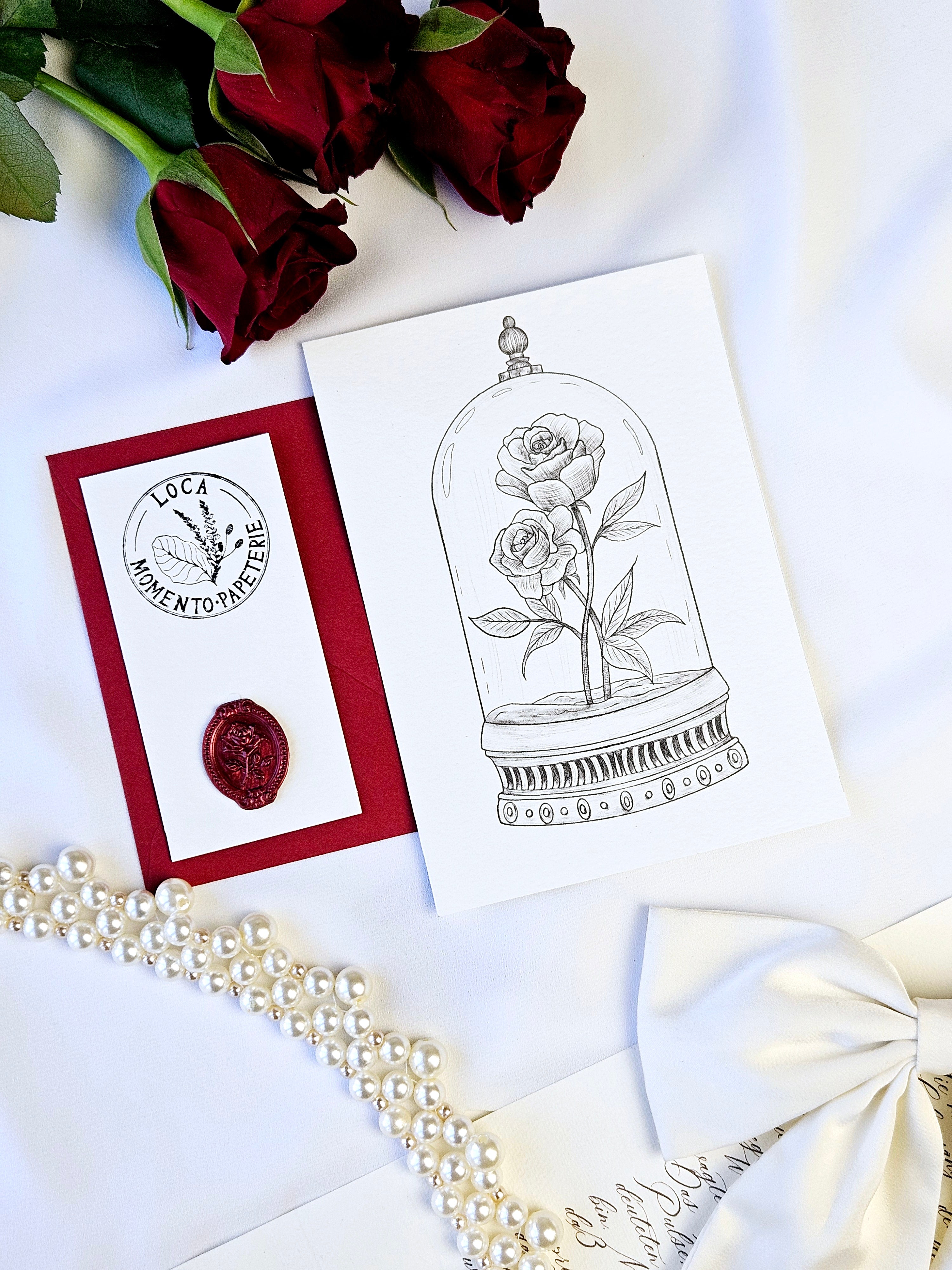 Handgezeichnete Rosenkarte