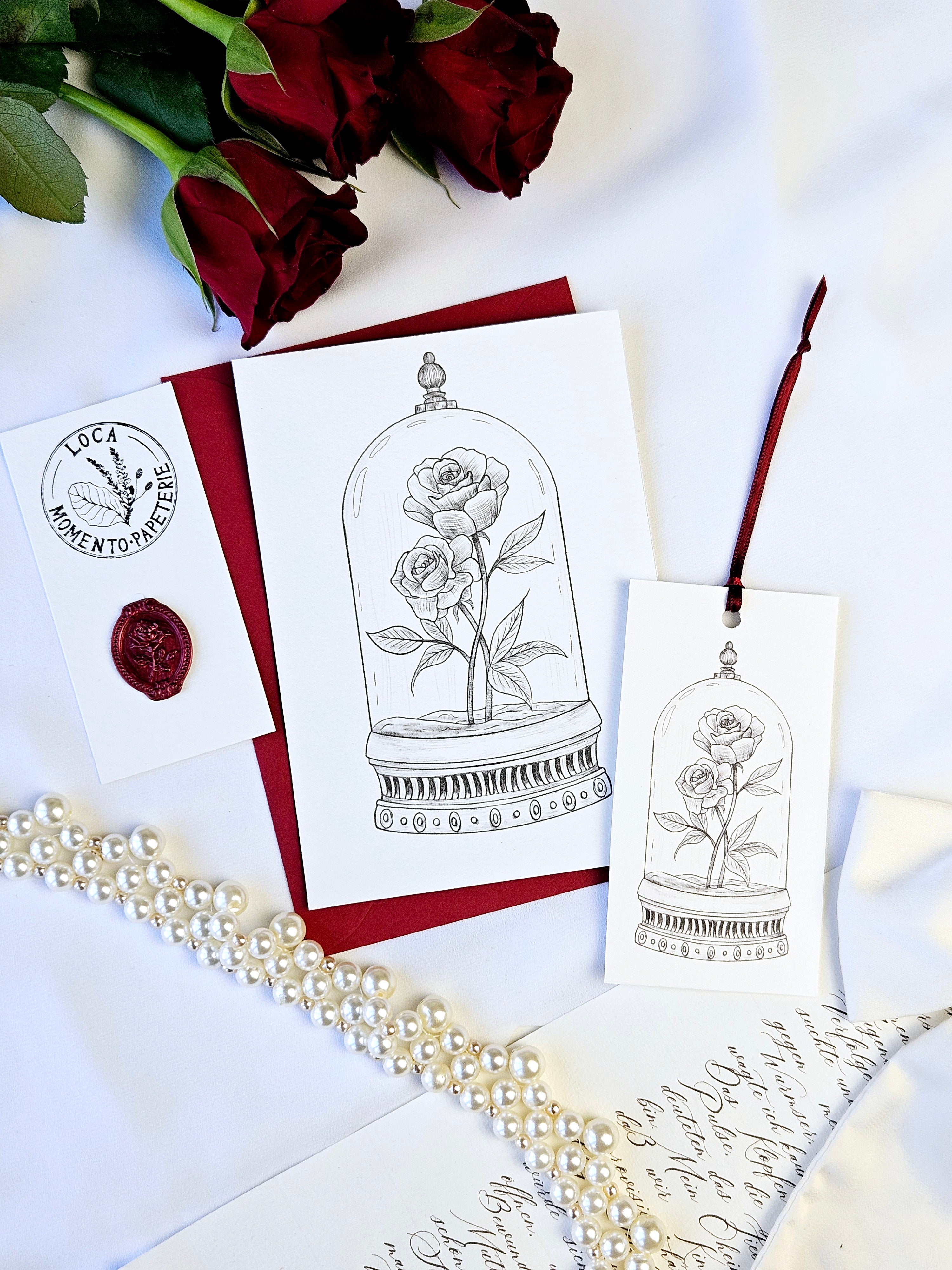 Handgezeichnete Rosenkarte