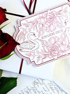 Romantische Vintage Karte Rosen & Schwäne