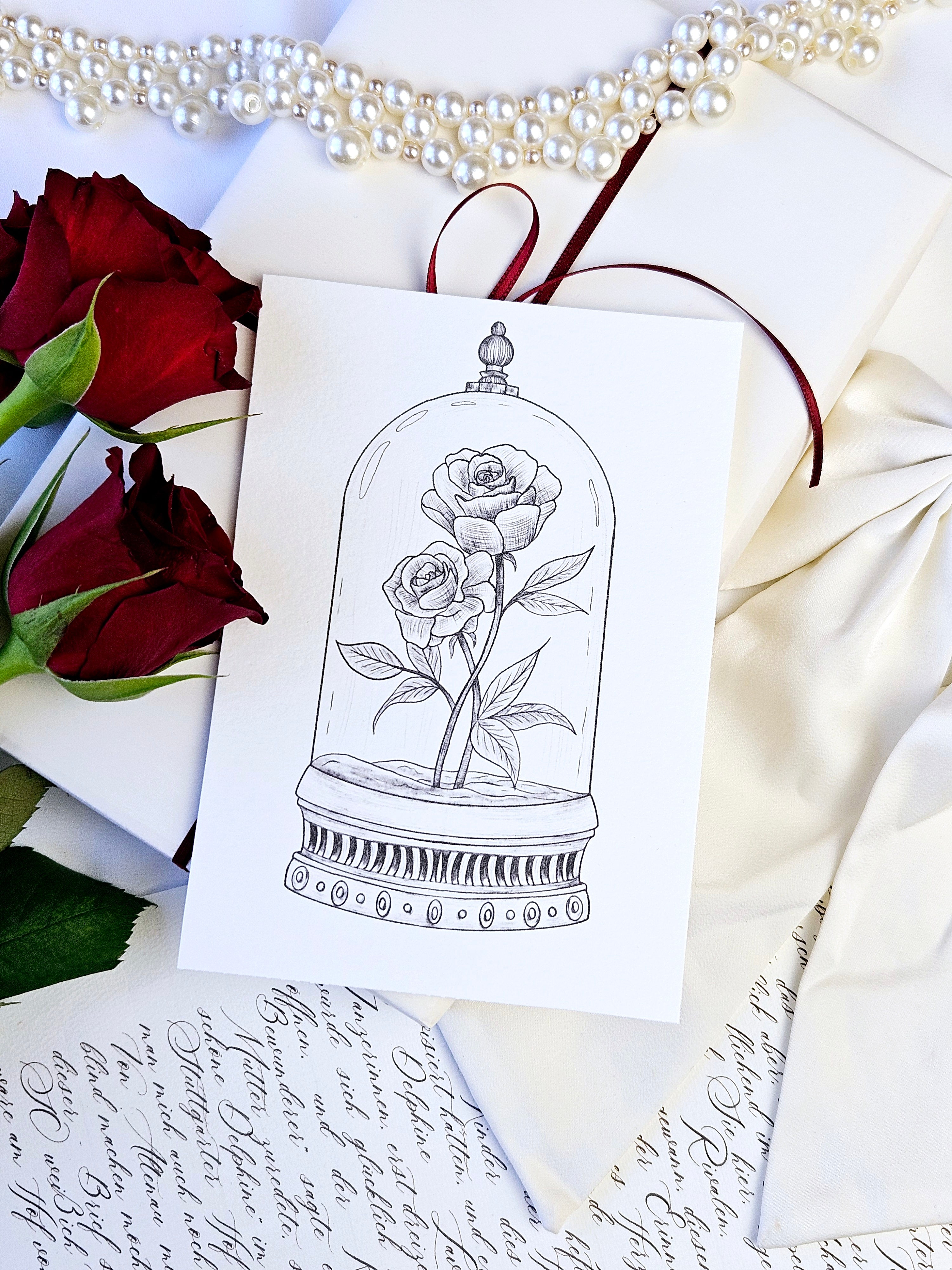 Handgezeichnete Rosenkarte