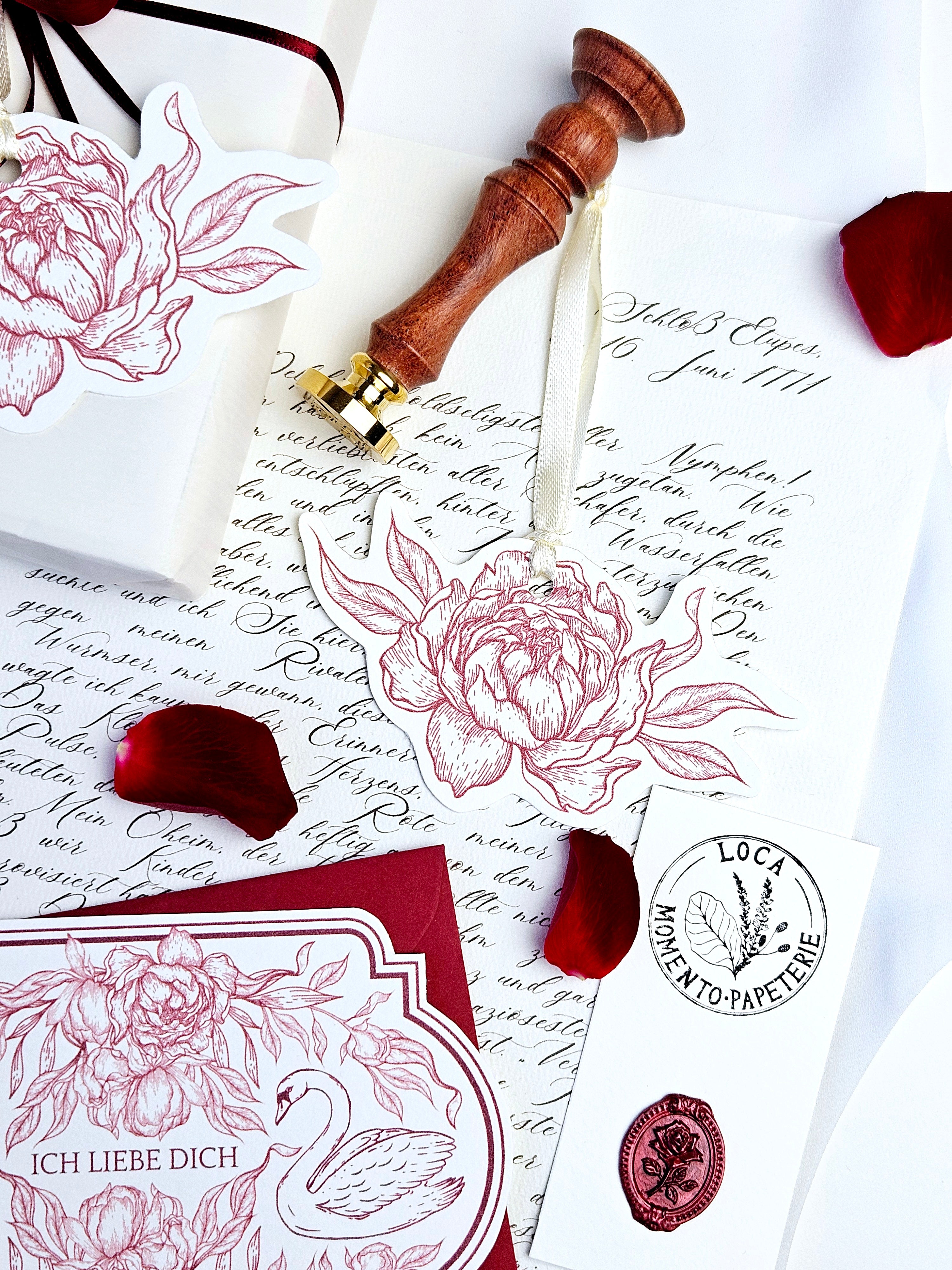 Romantische Vintage Karte Rosen & Schwäne