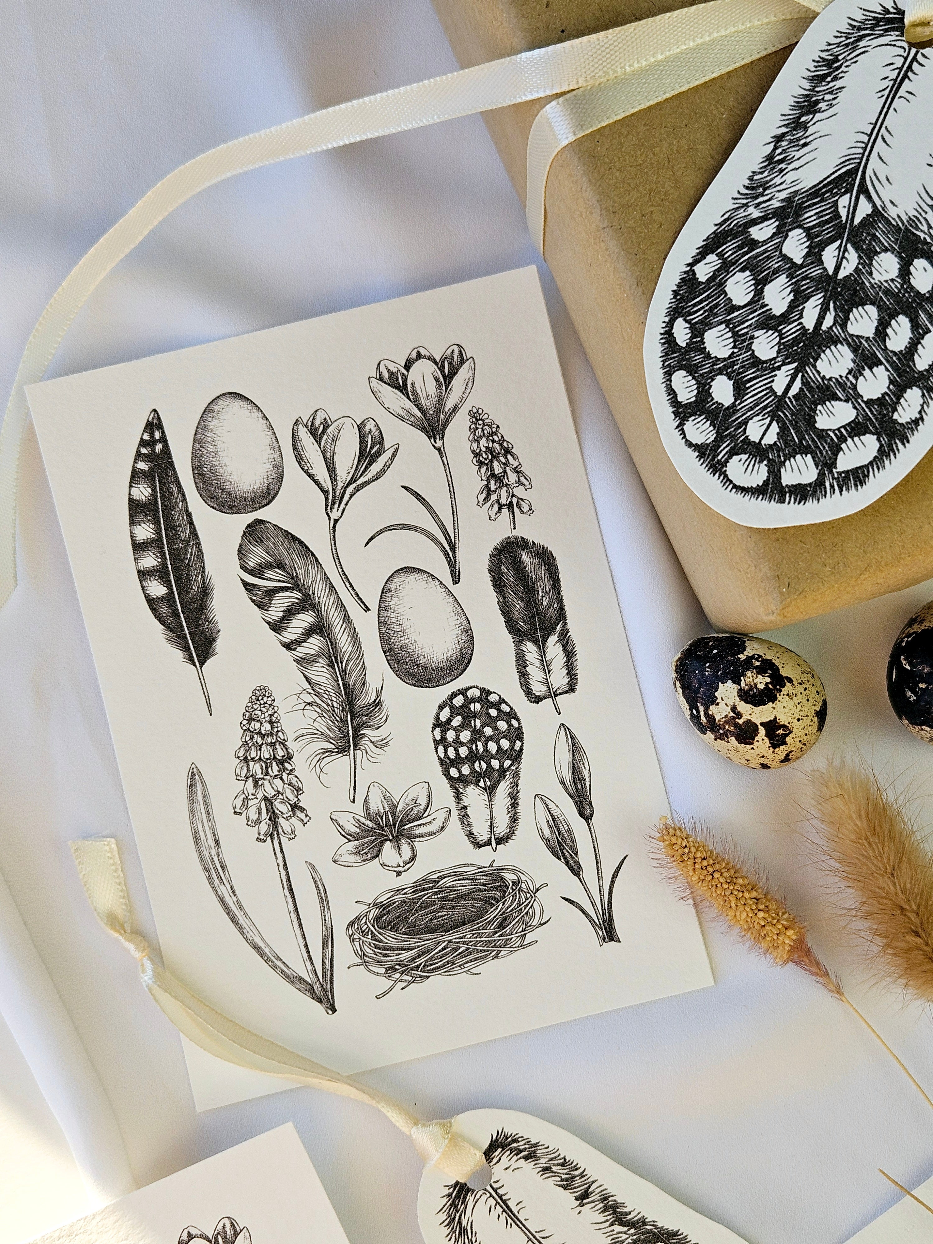 Osterkarte mit Frühlingsblumen