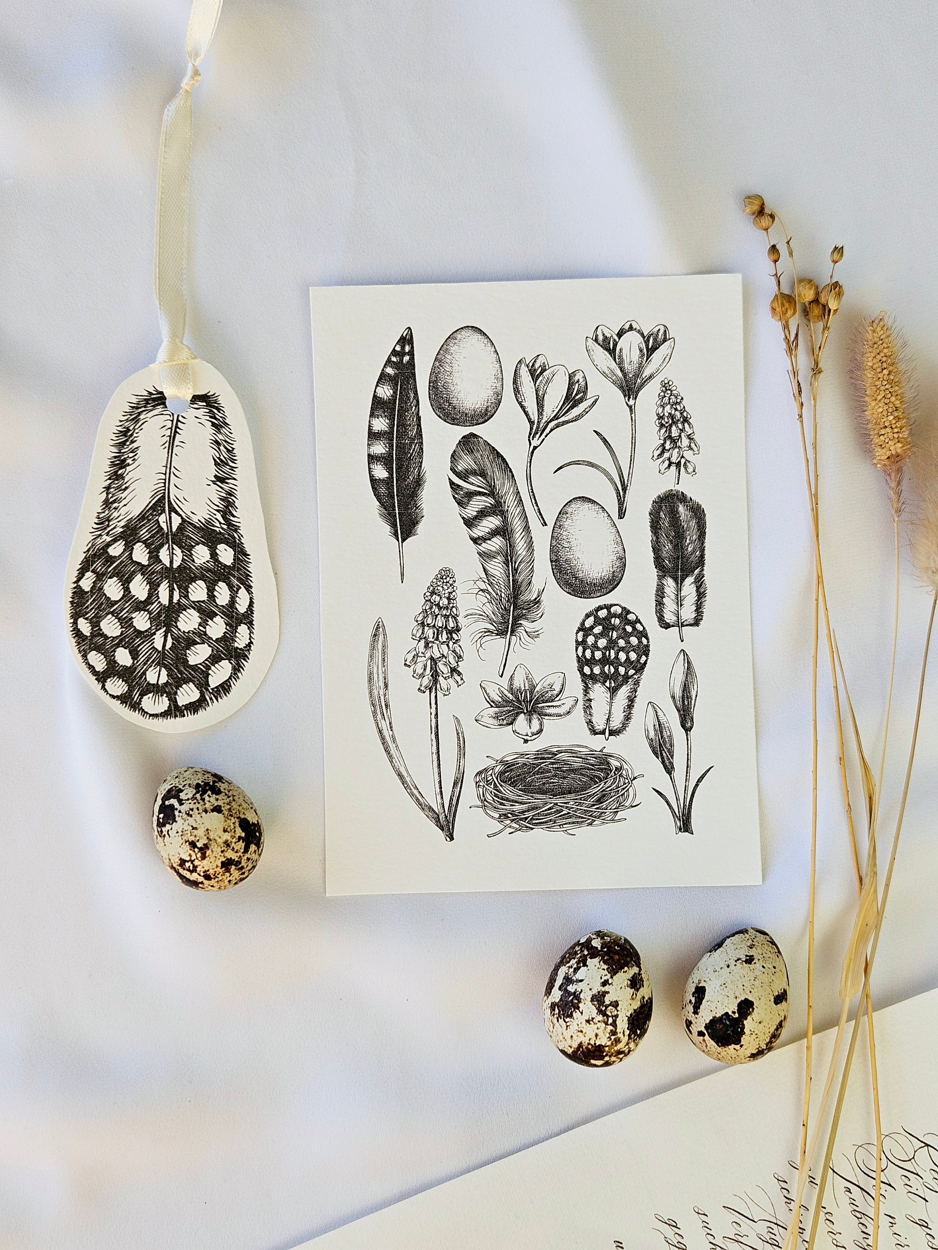 Osterkarte mit Frühlingsblumen