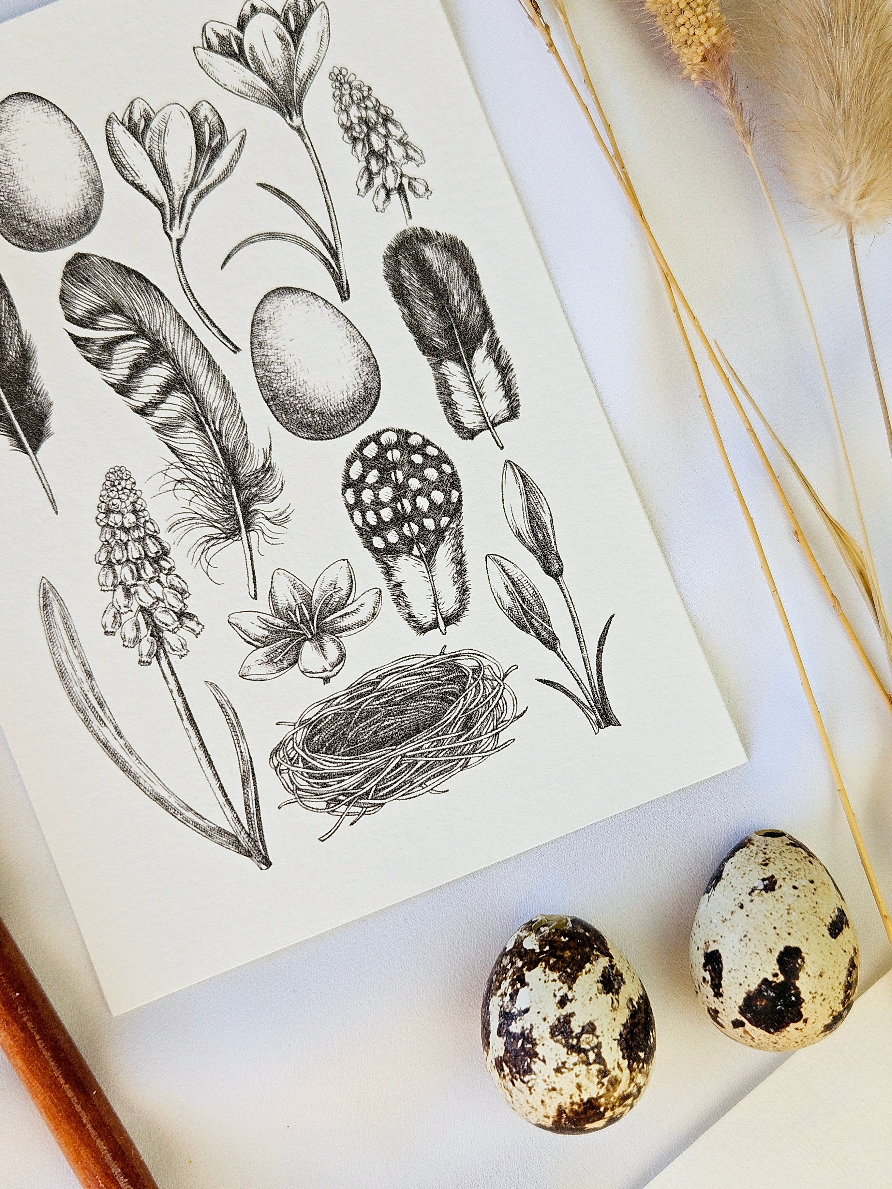 Osterkarte mit Frühlingsblumen