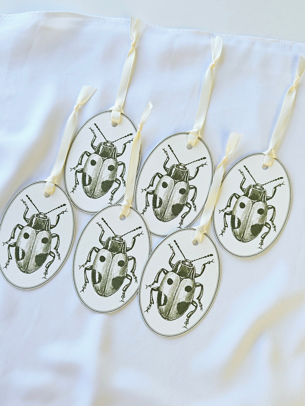 Geschenkanhänger Marienkäfer Olivgrün