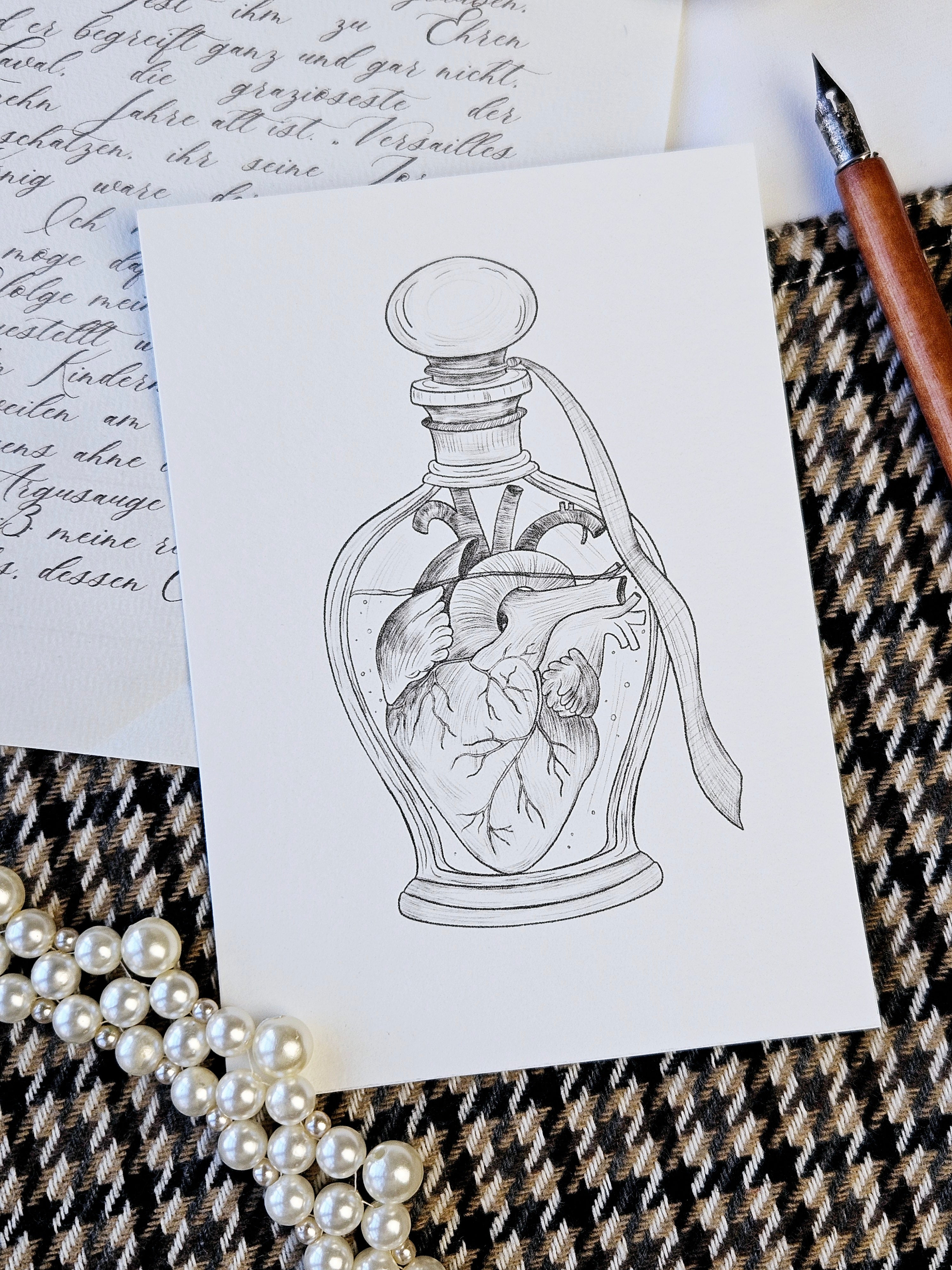 Grußkarte Flaschenpost von Herzen