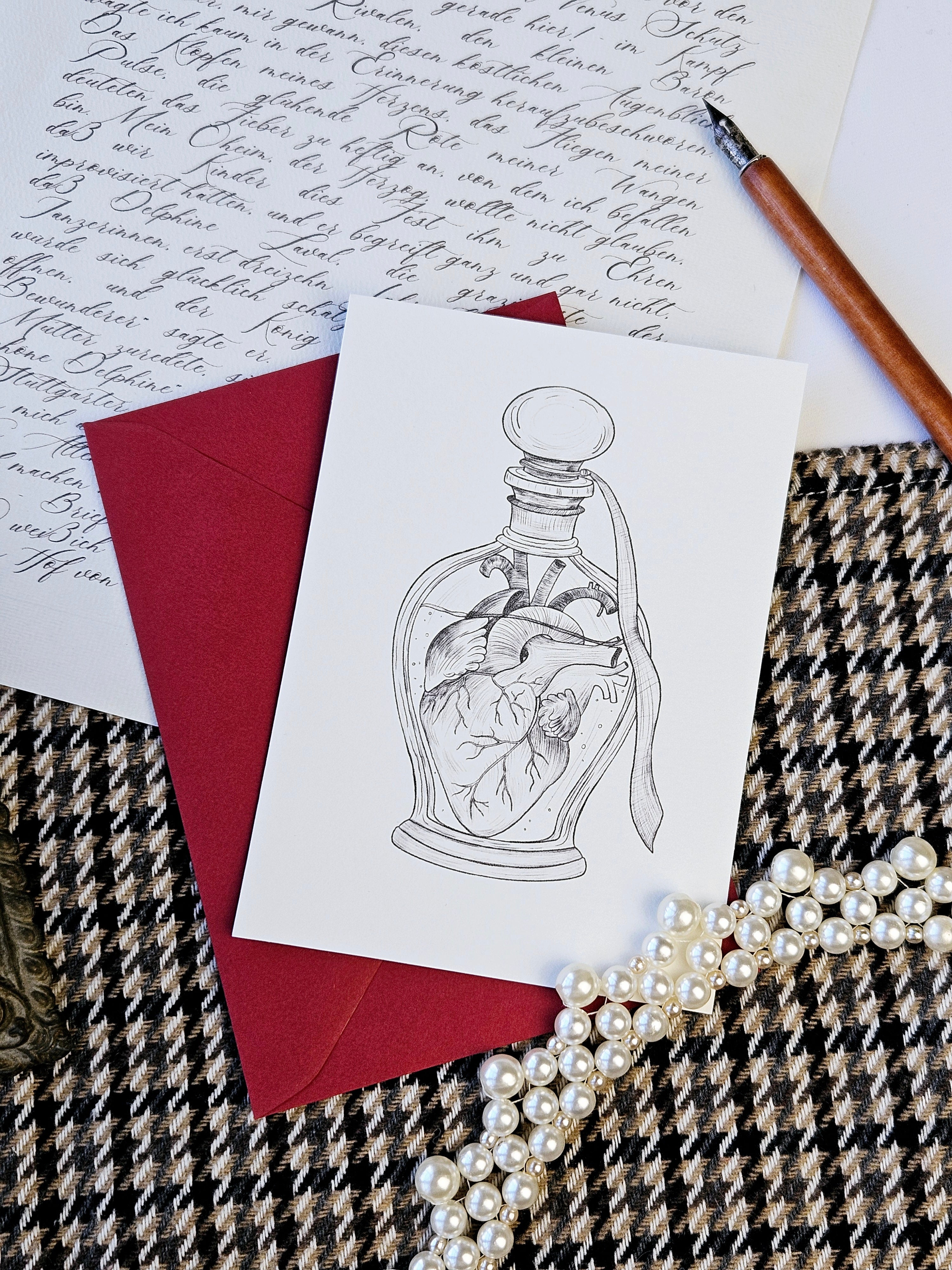 Grußkarte Flaschenpost von Herzen