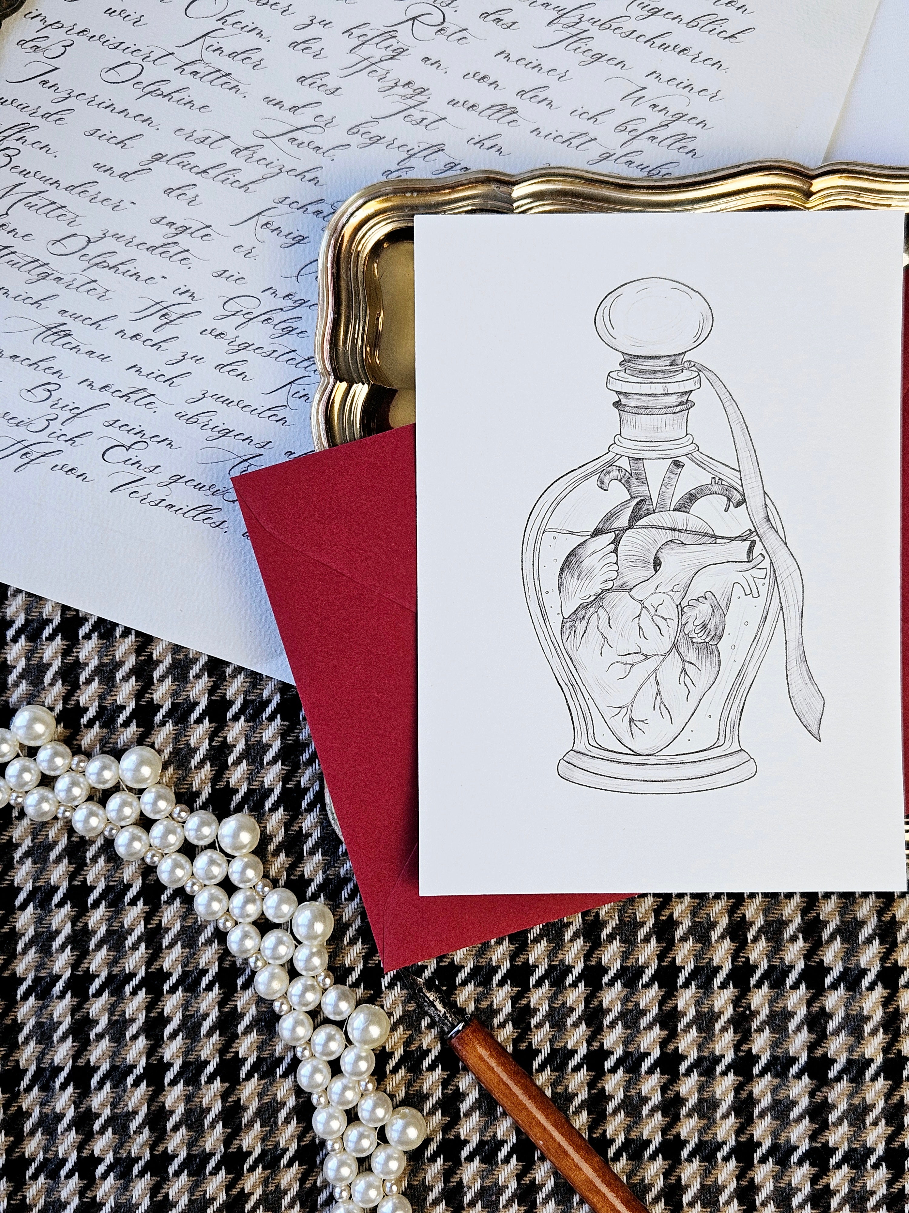 Grußkarte Flaschenpost von Herzen