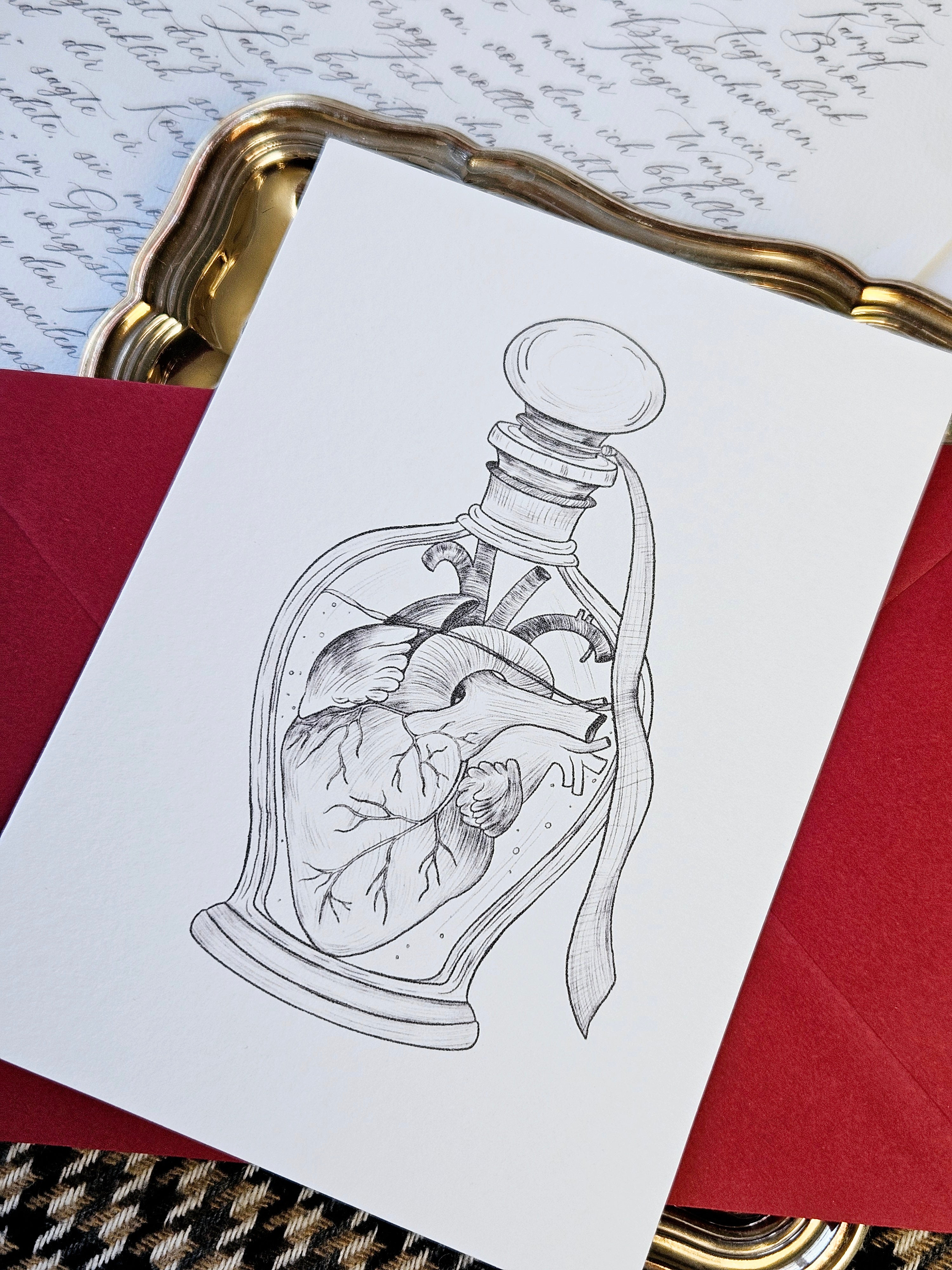 Grußkarte Flaschenpost von Herzen