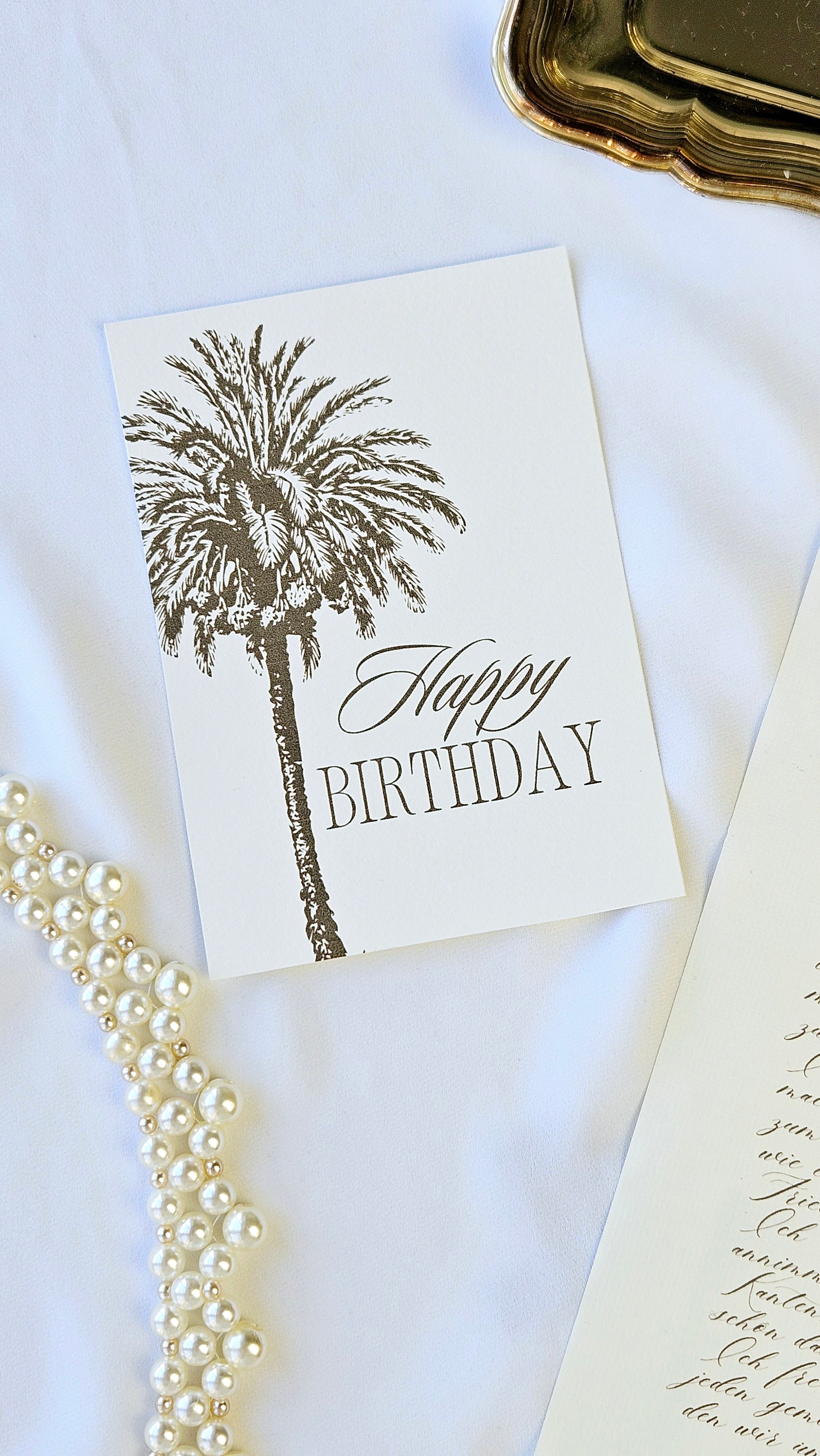 Geburtstagskarte Palme olivgrün