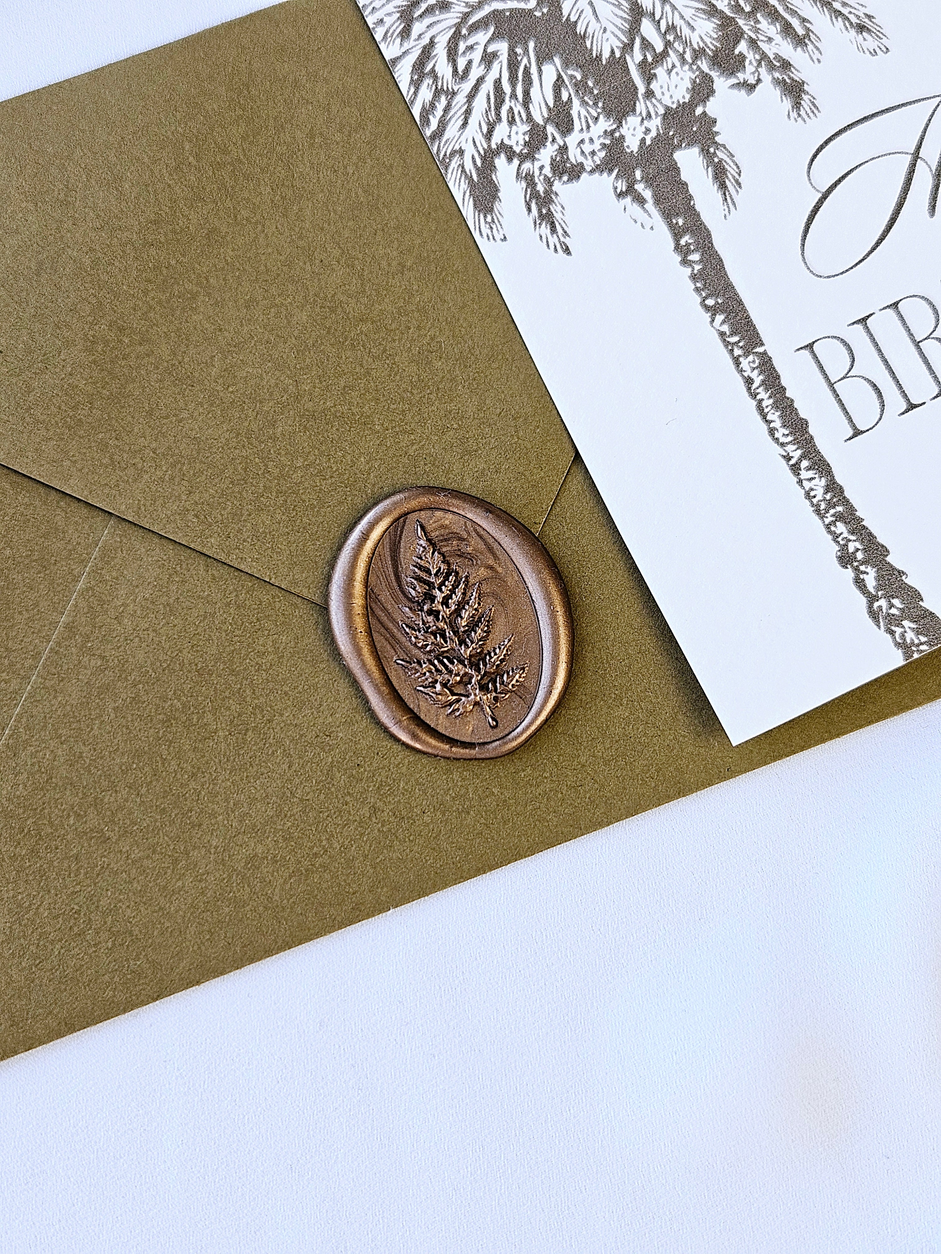 Geburtstagskarte Palme olivgrün