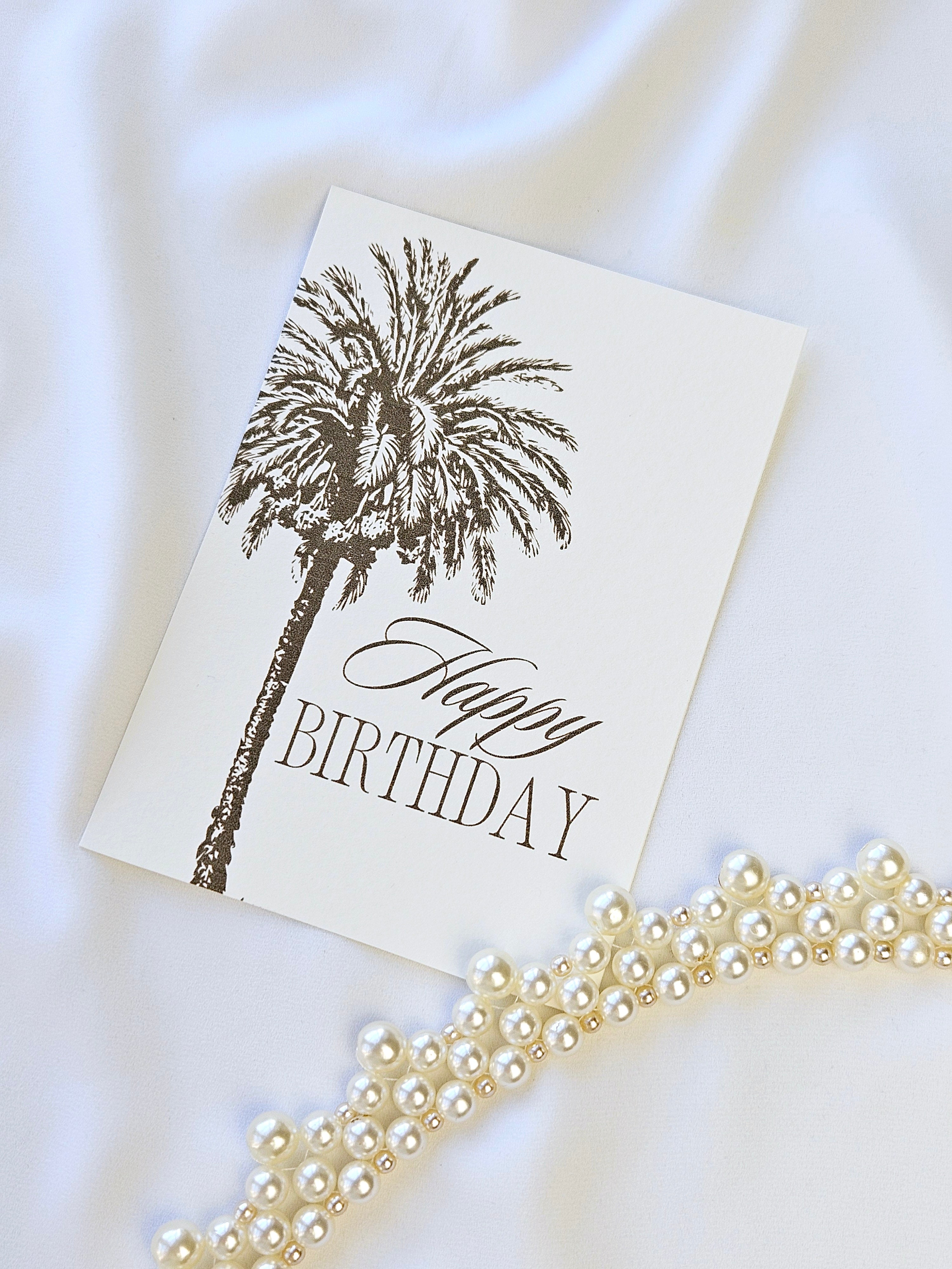 Geburtstagskarte Palme olivgrün