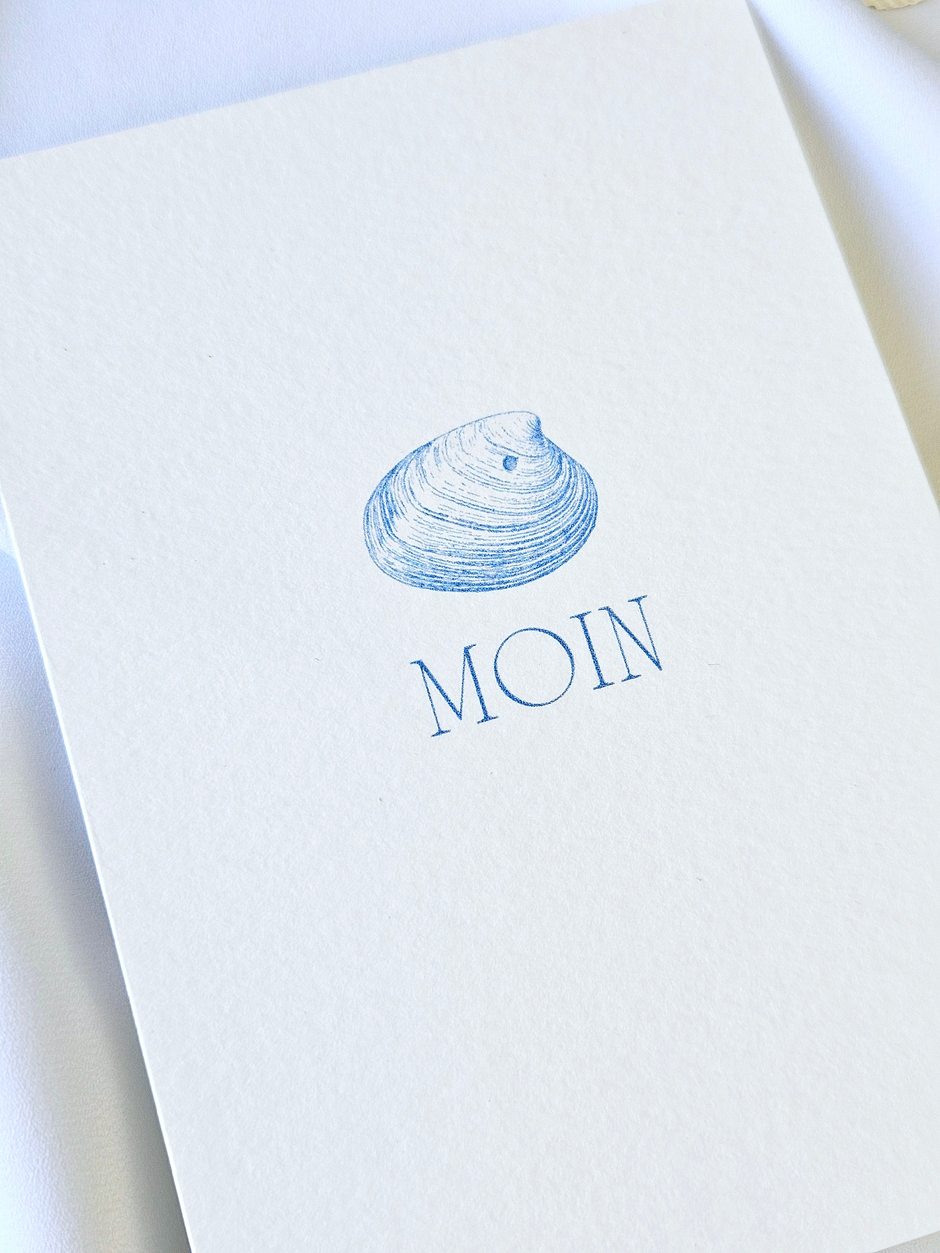 Grußkarte "Moin" mit Muschel Illustration