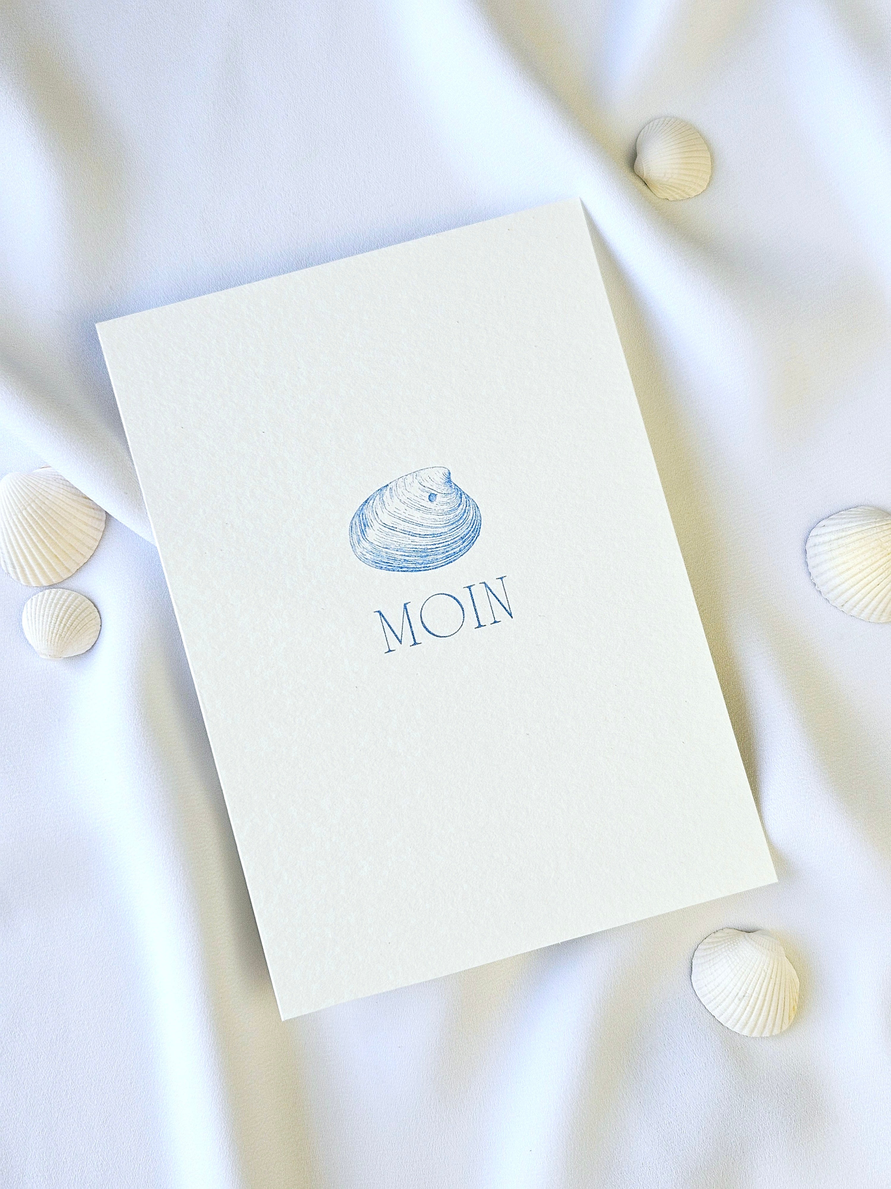 Grußkarte "Moin" mit Muschel Illustration