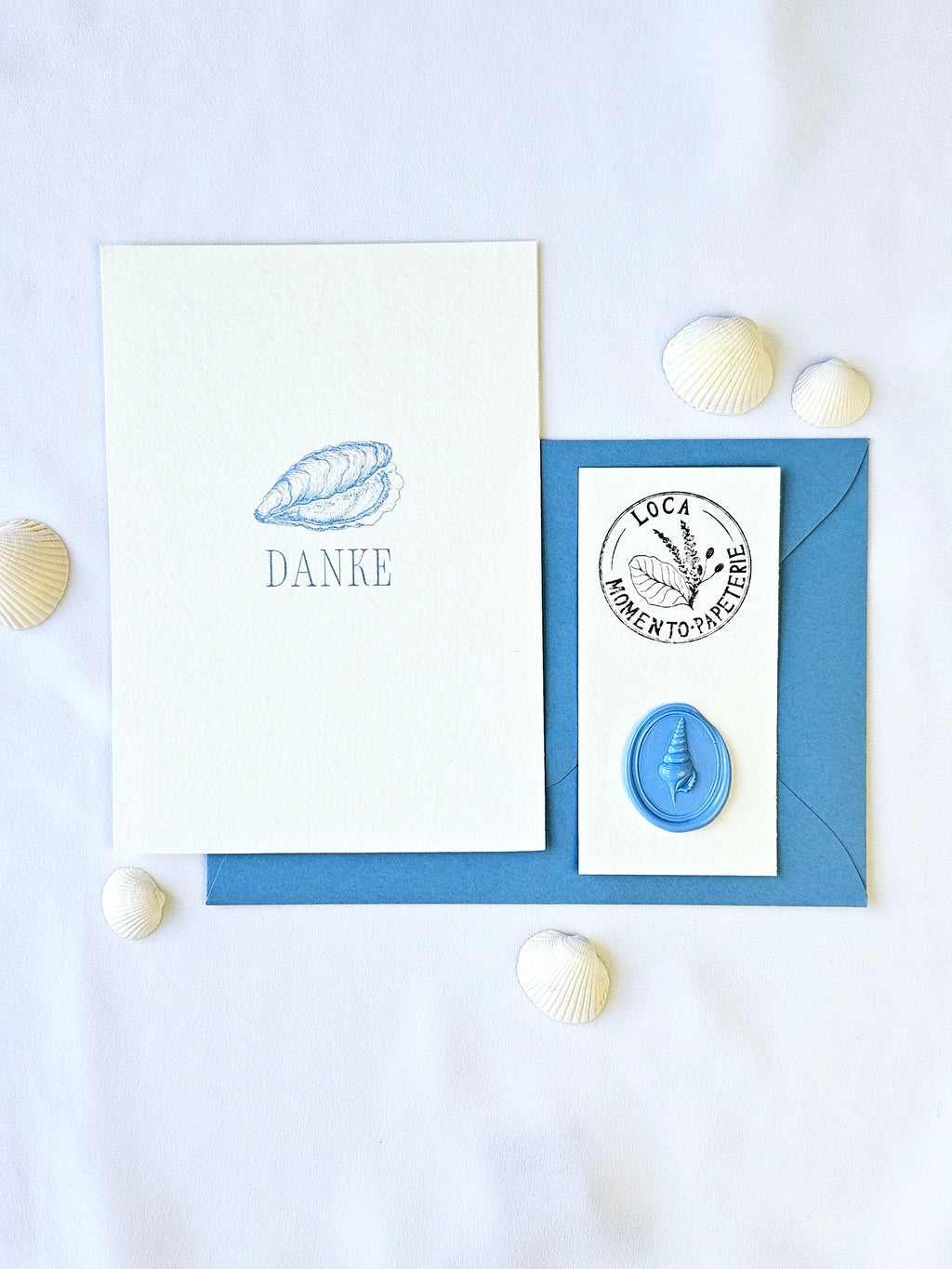 Maritime Dankeskarte mit Muschel Illustration