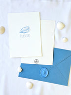 Maritime Dankeskarte mit Muschel Illustration