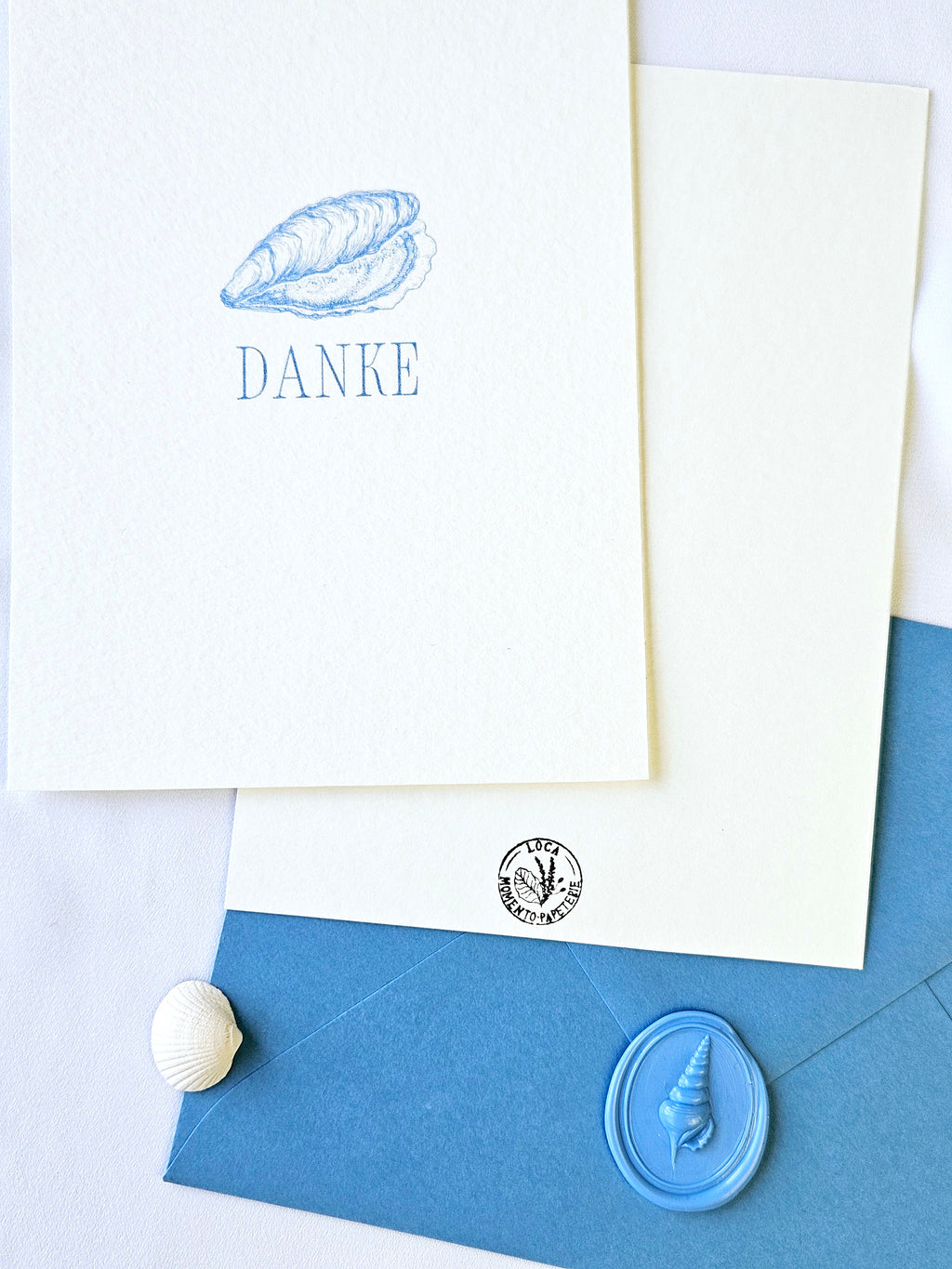 Maritime Dankeskarte mit Muschel Illustration