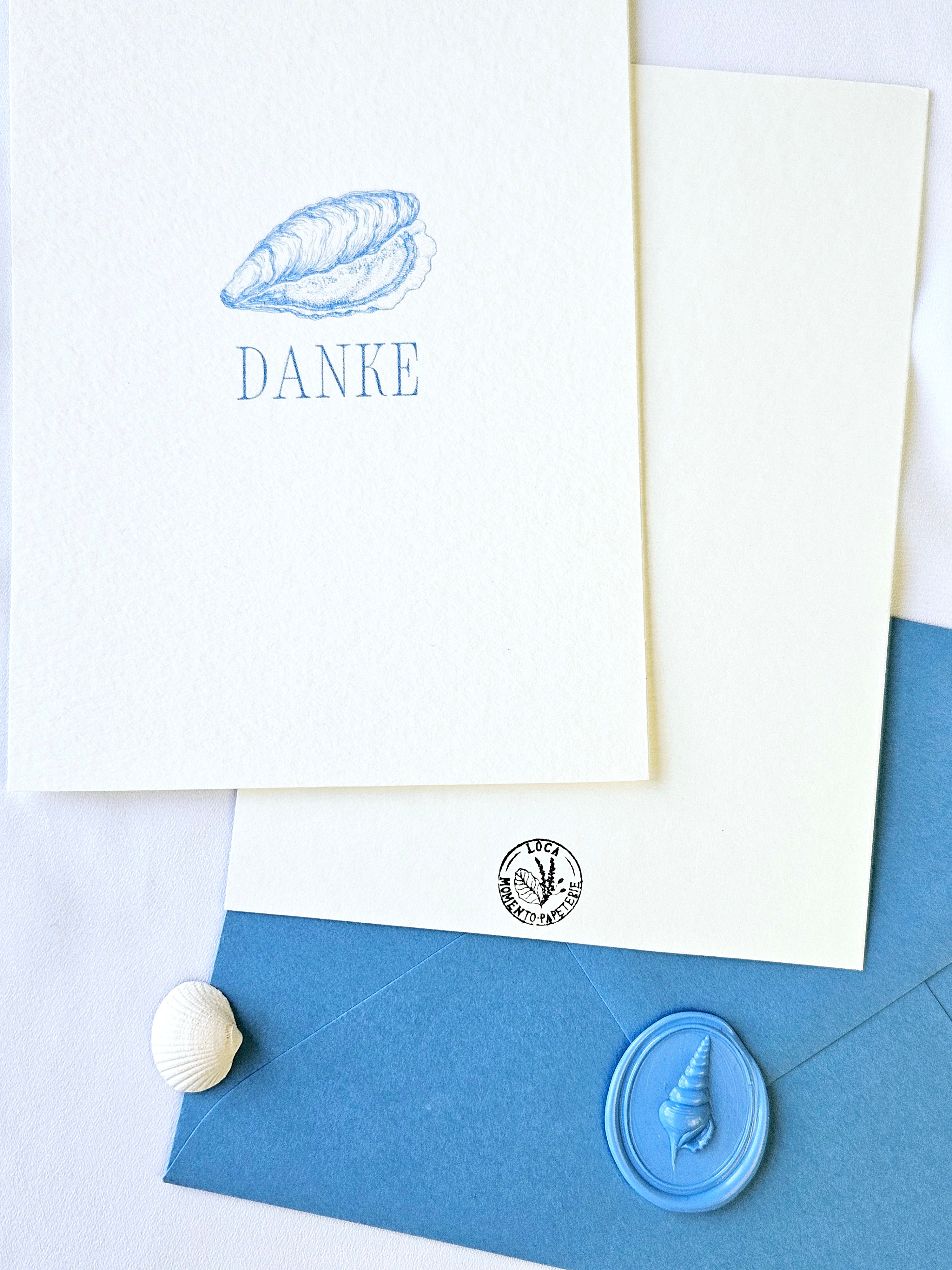 Maritime Dankeskarte mit Muschel Illustration