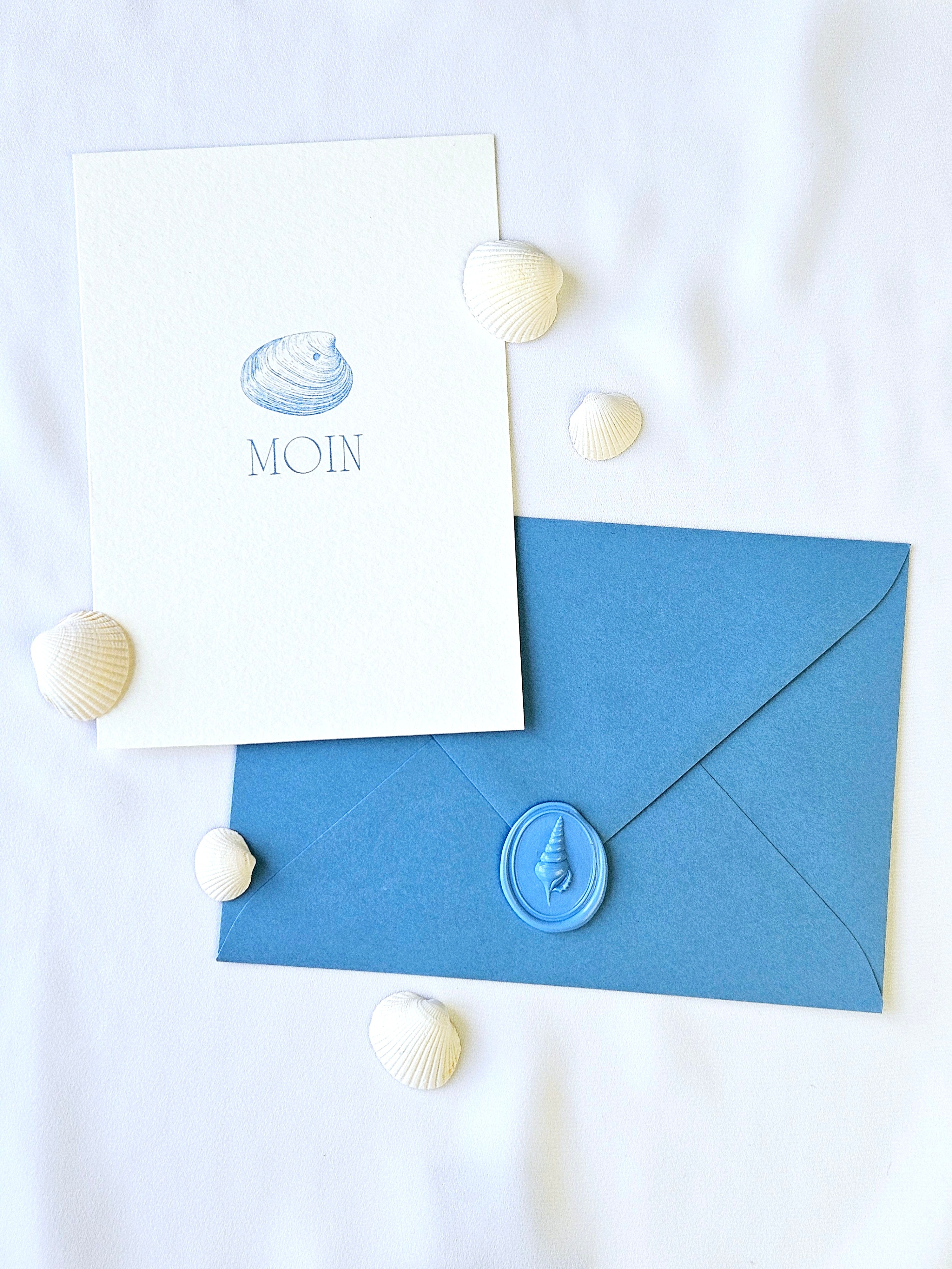 Grußkarte "Moin" mit Muschel Illustration
