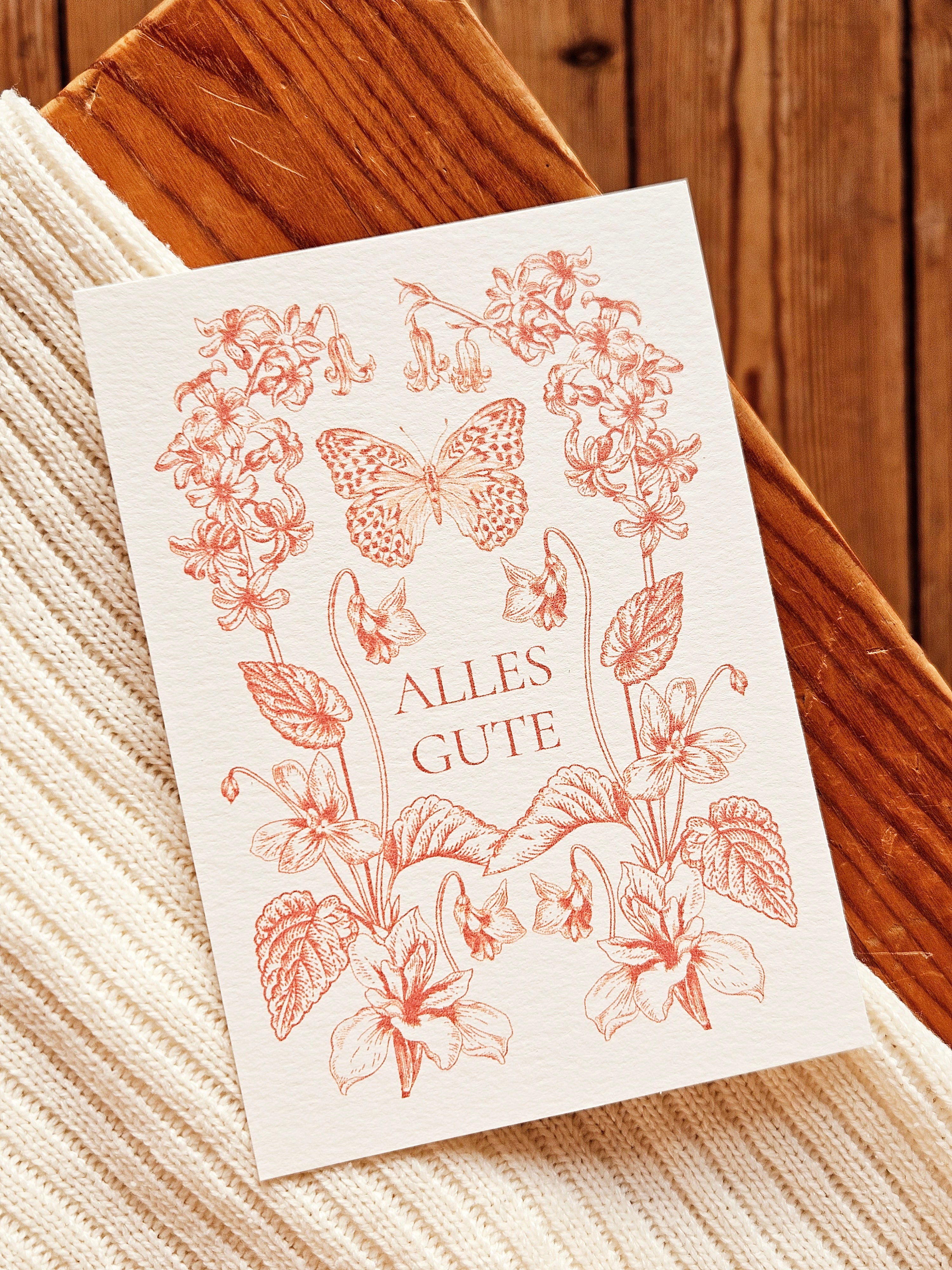 Geburtstagskarte Sonnenglut mit floralen Illustrationen