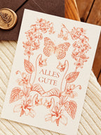 Geburtstagskarte Sonnenglut mit floralen Illustrationen