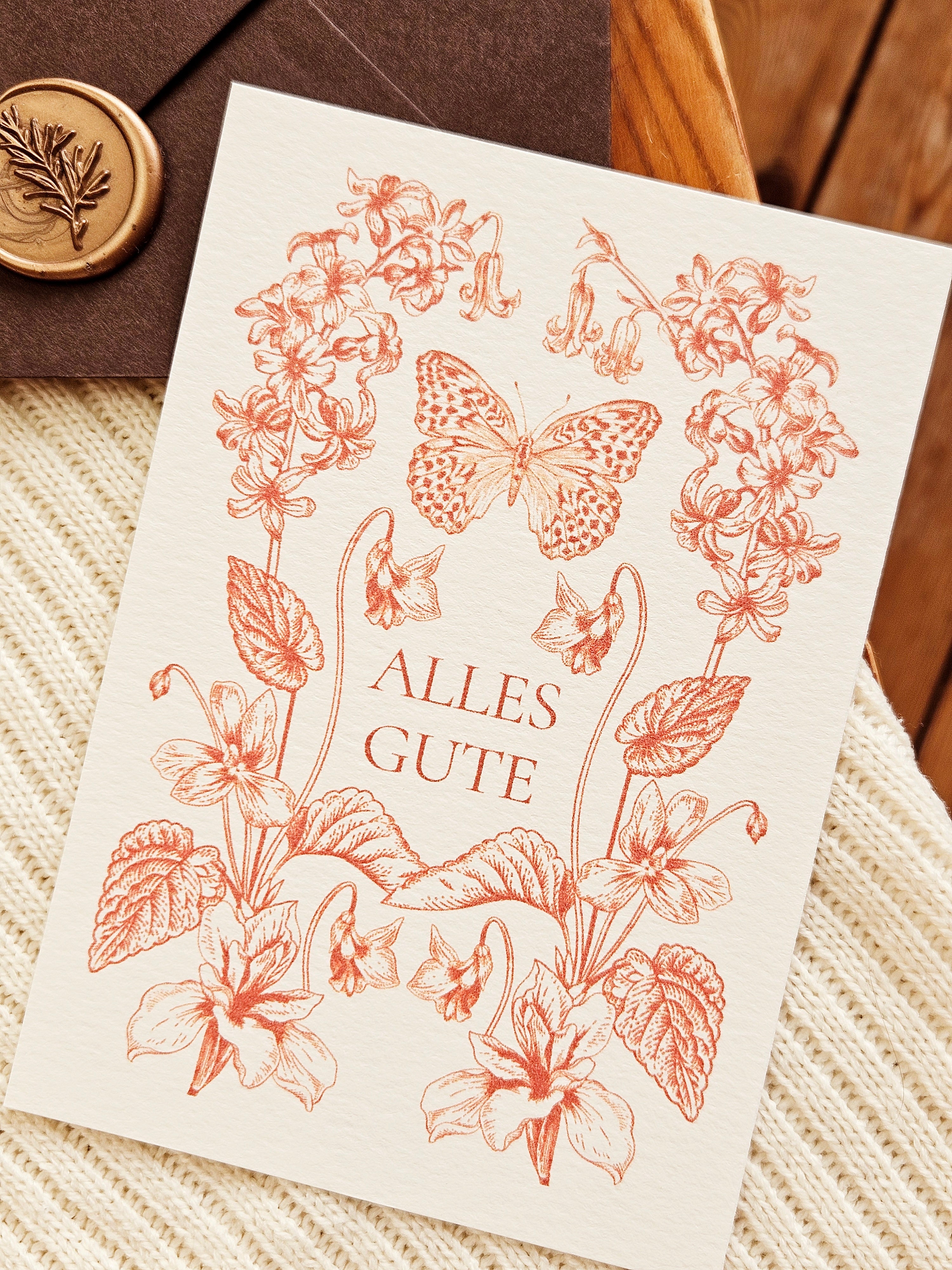 Geburtstagskarte Sonnenglut mit floralen Illustrationen