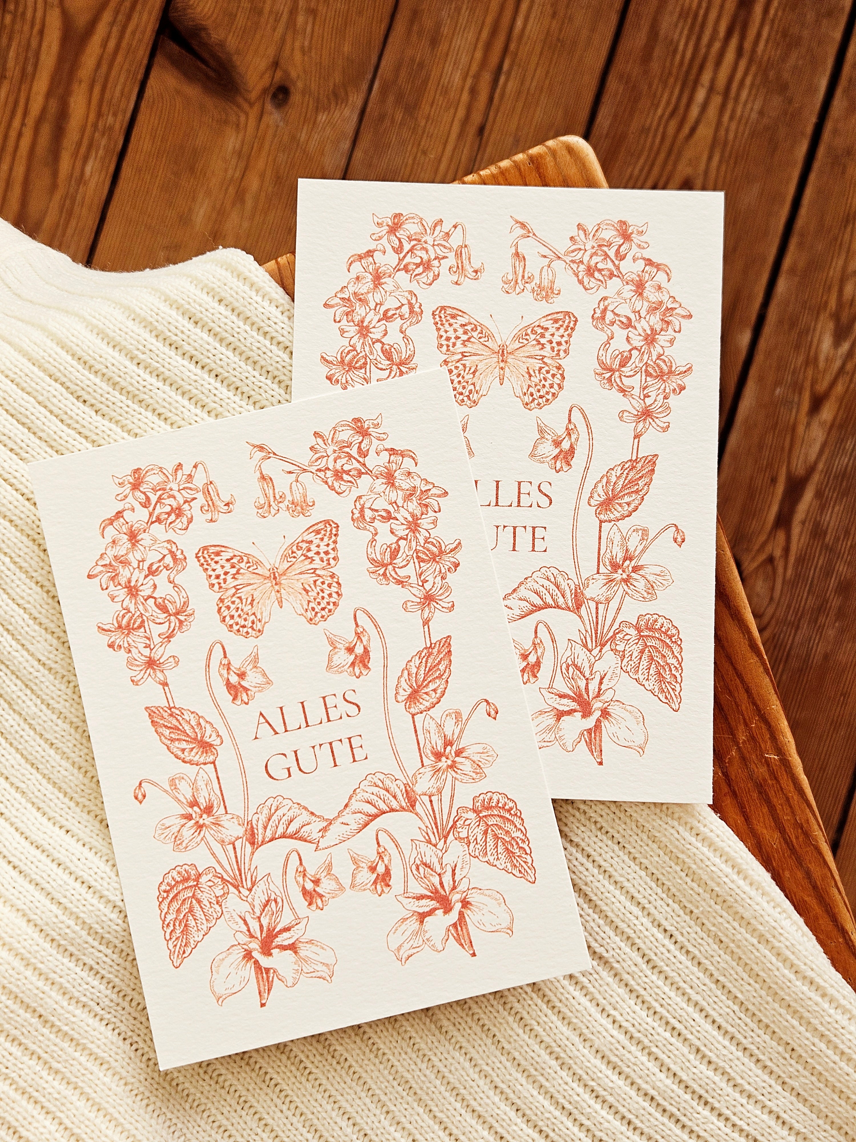 Geburtstagskarte Sonnenglut mit floralen Illustrationen