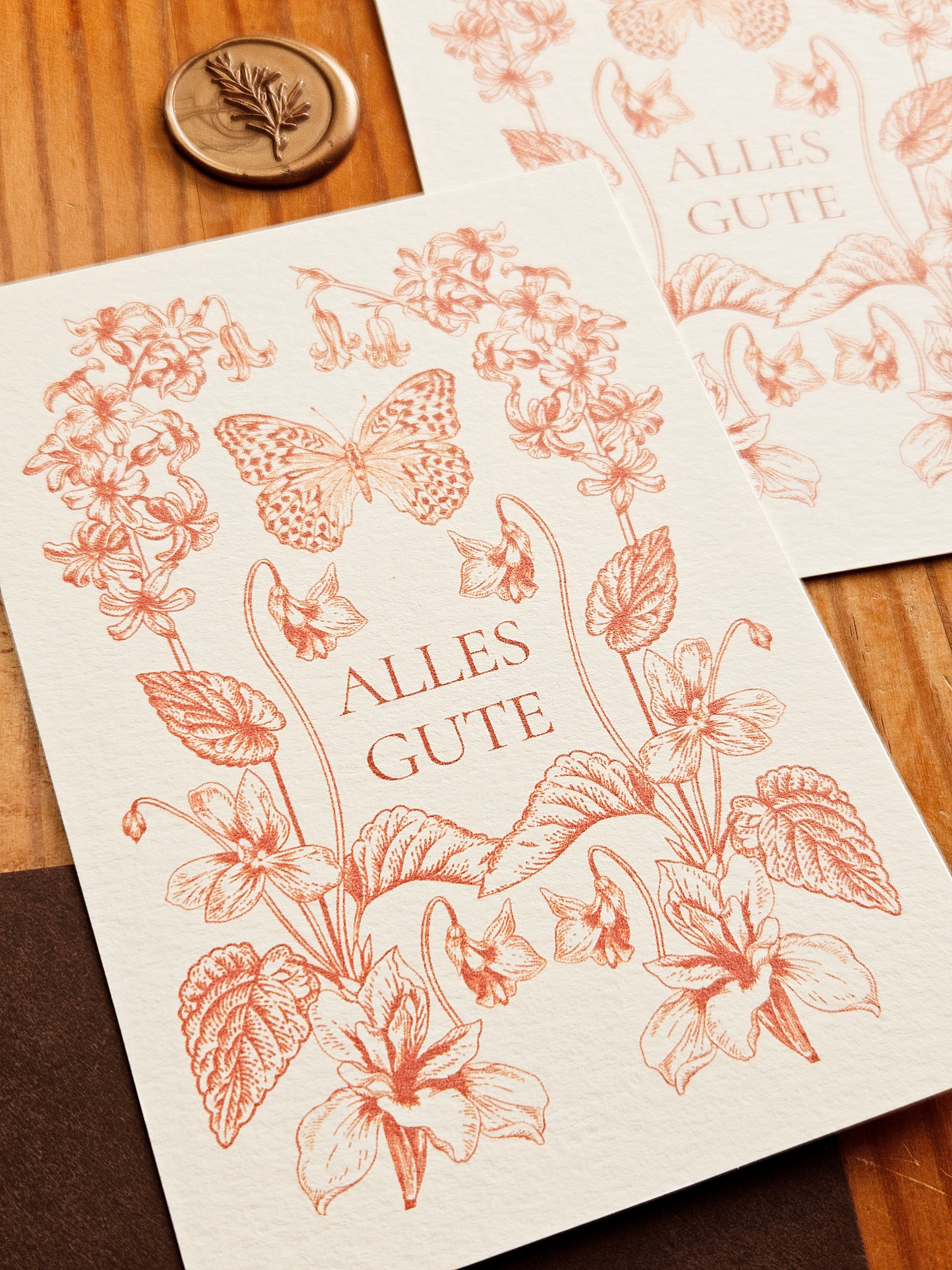 Geburtstagskarte Sonnenglut mit floralen Illustrationen