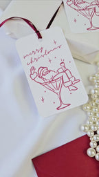 Geschenkanhänger Weihnachtsmann Martini Glas